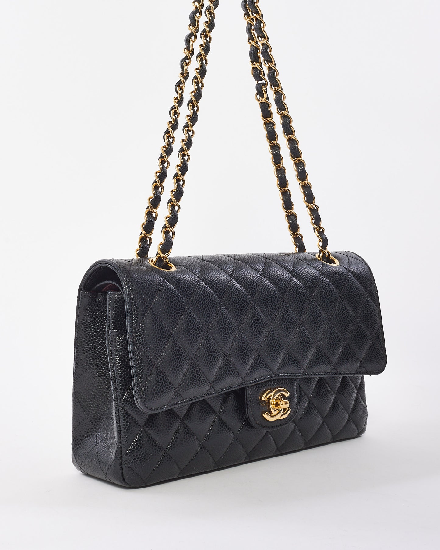 Chanel Black Caviar Leather Classic Medium Double Flap Bag GHW