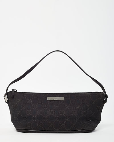 Gucci Black/Brown Monogram GG Canvas Boat Pochette Shoulder Bag
