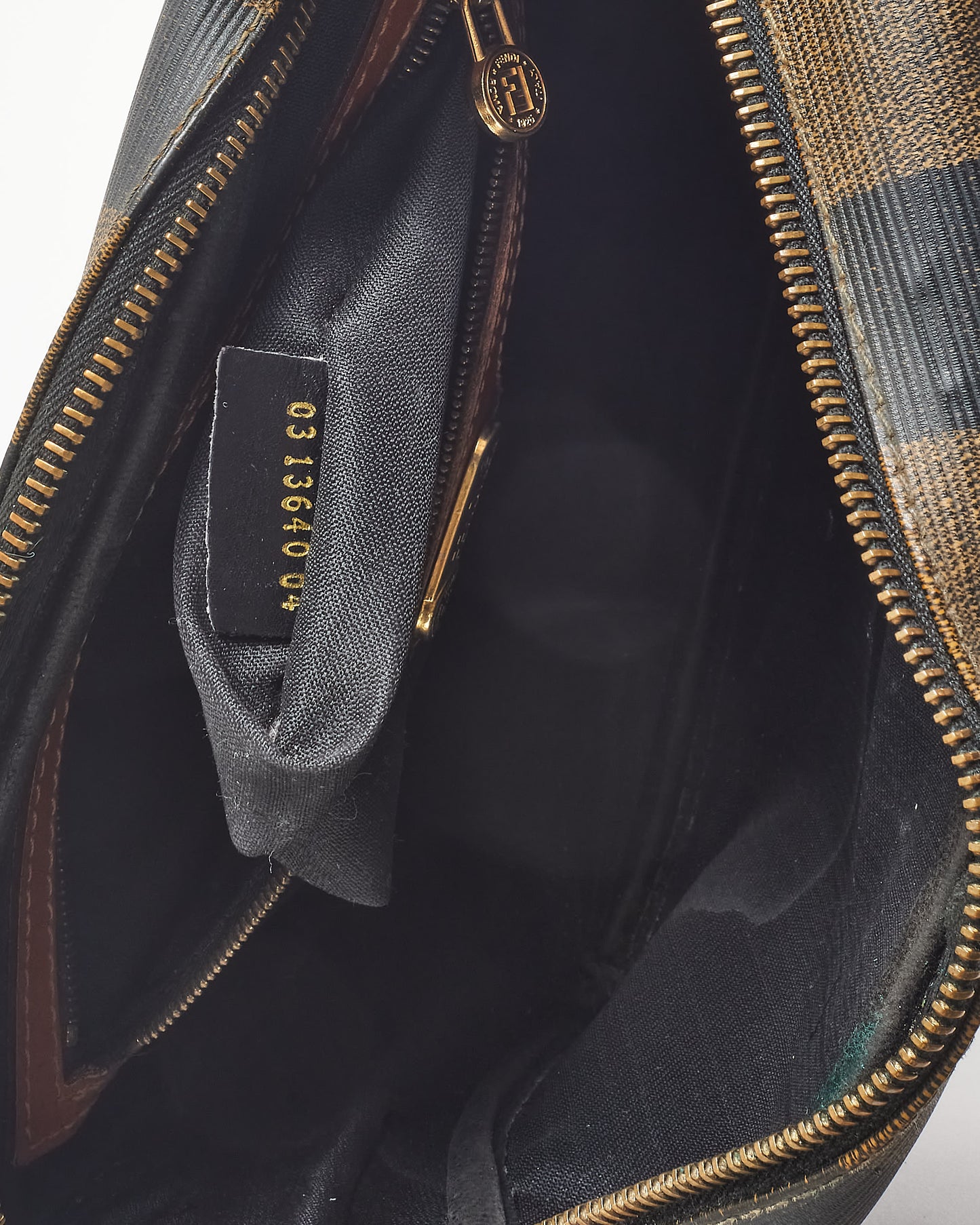 Fendi Vintage Brown & Black Stripe Coated Canvas Crossbody Bag