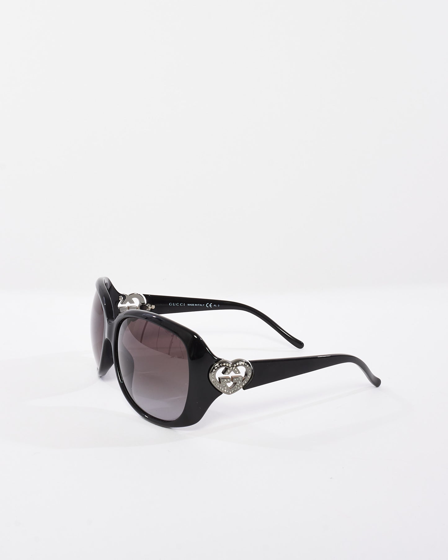 Gucci Black Oversized & Rhinestone Heart Logo GG3548/S Sunglasses