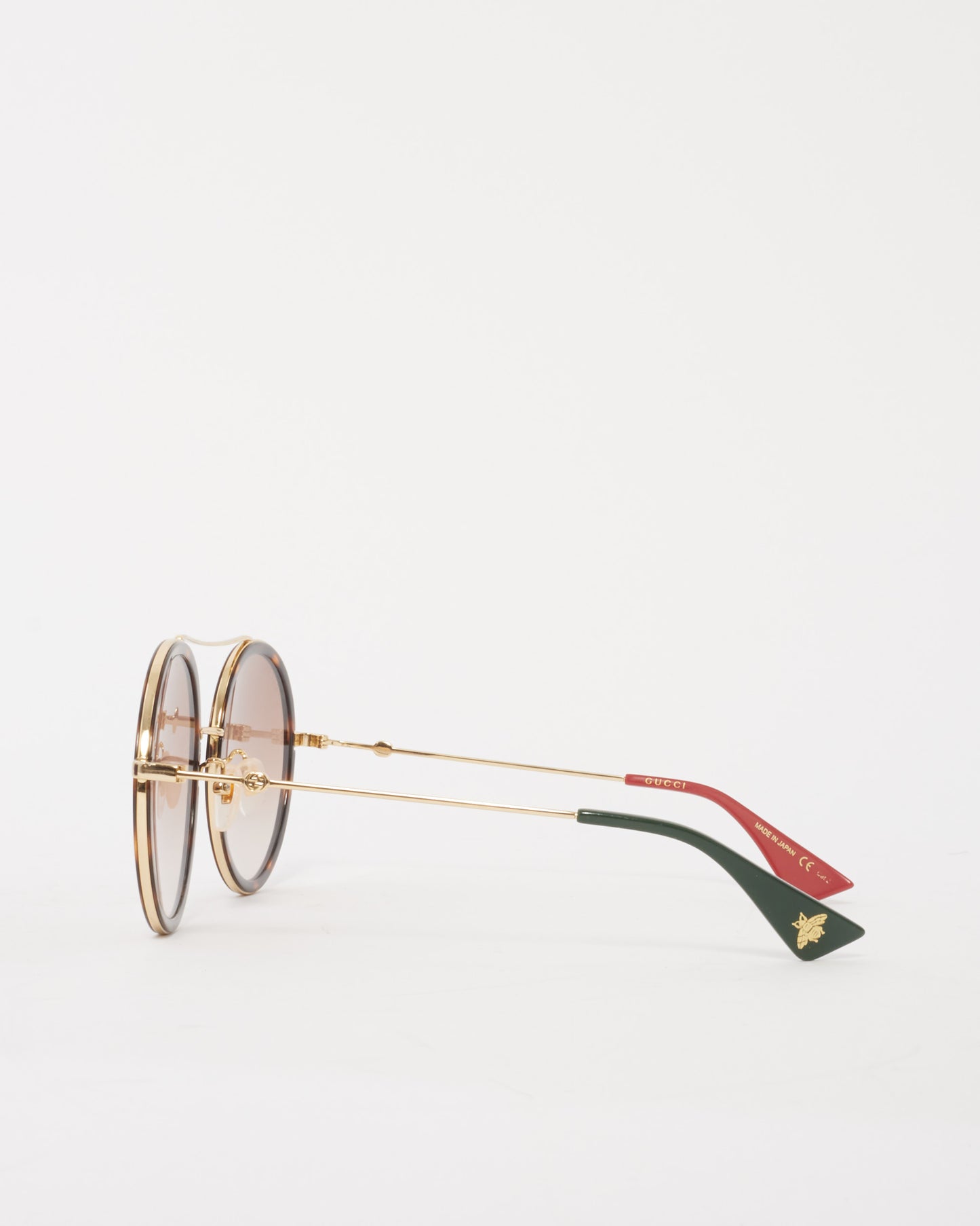 Gucci Tortoise Gradient Lens Round Frame Aviator GG0061S Sunglasses