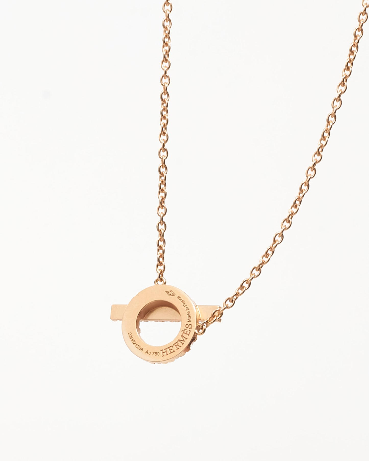 Hermès Rose Gold & Diamond Finesse Pendant Necklace