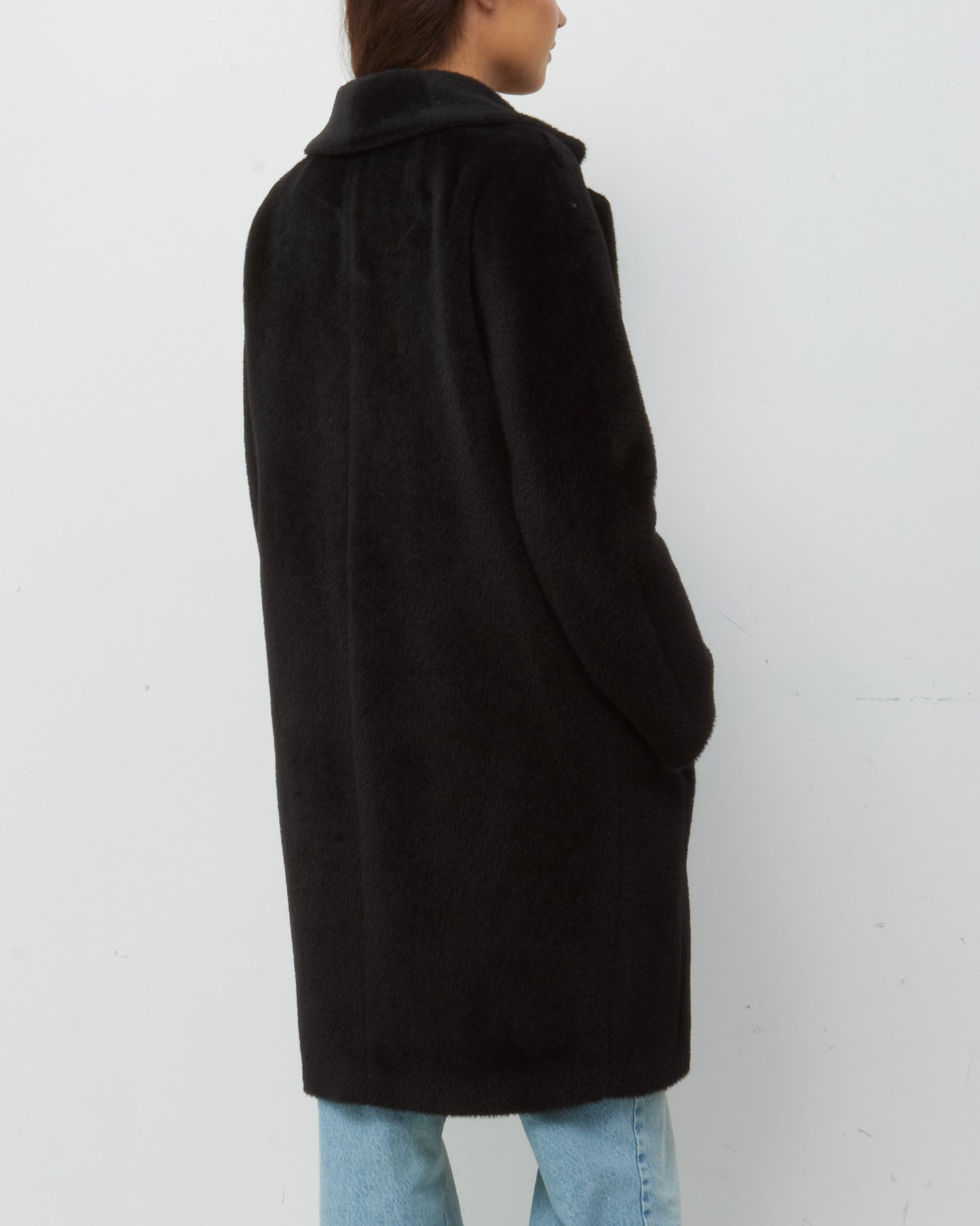 Max Mara S Label Black Alpaca Teddy Rosato Coat - US 6