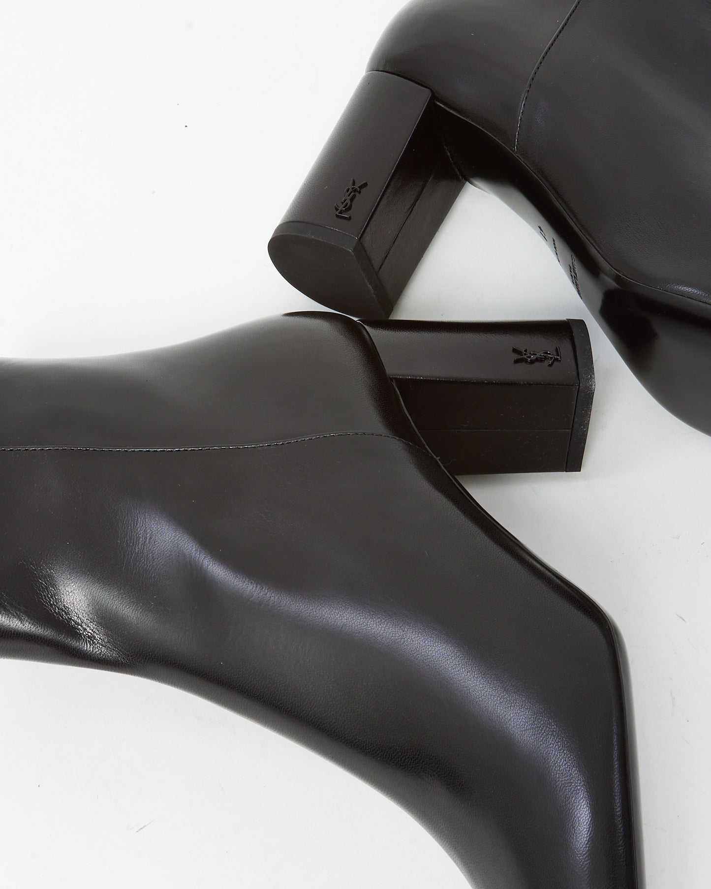 Saint Laurent Black Leather LouLou Ankle Boots - 41