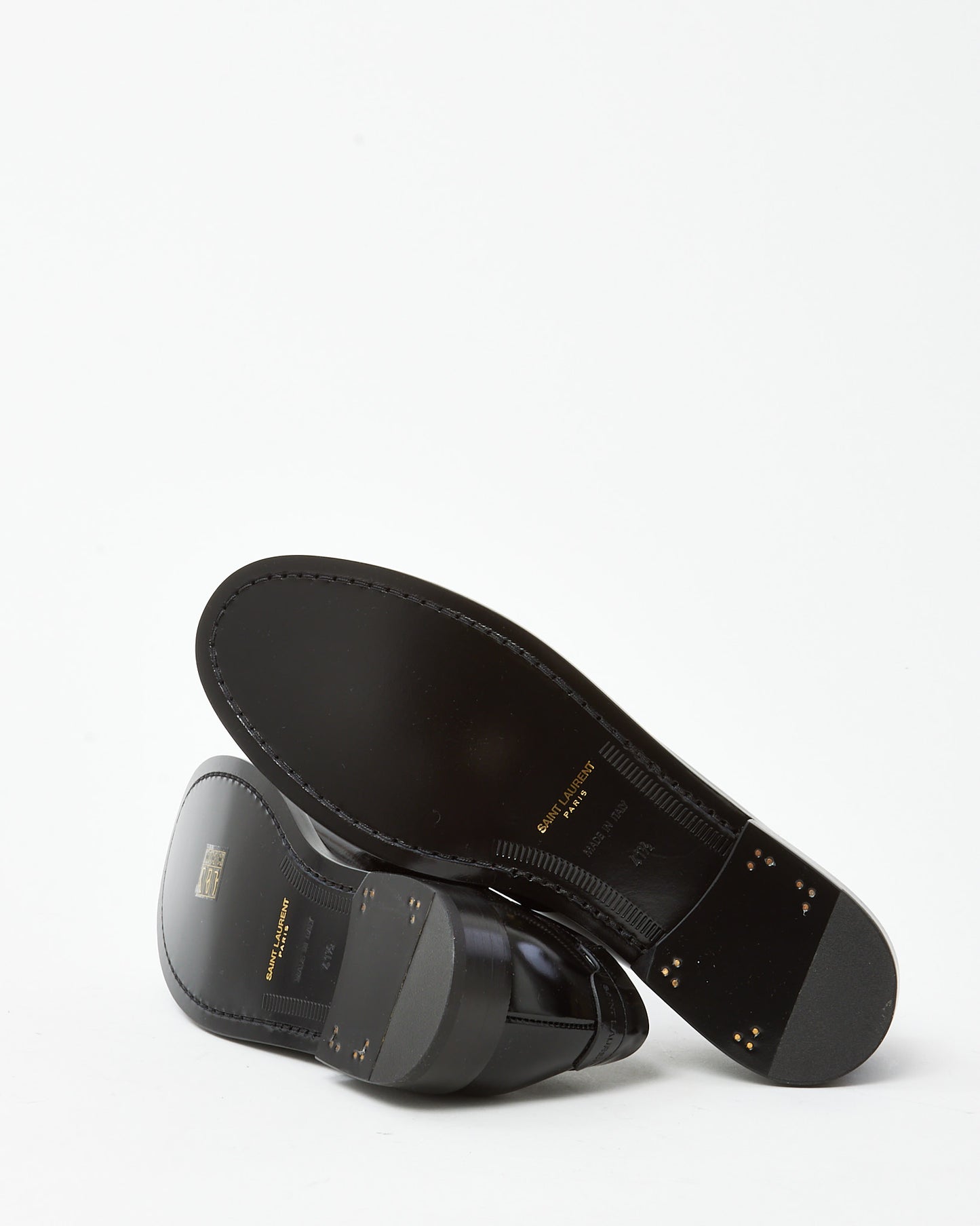 Saint Laurent Black Shiny Leather Le Loafer Penny Slippers Loafers - 41.5