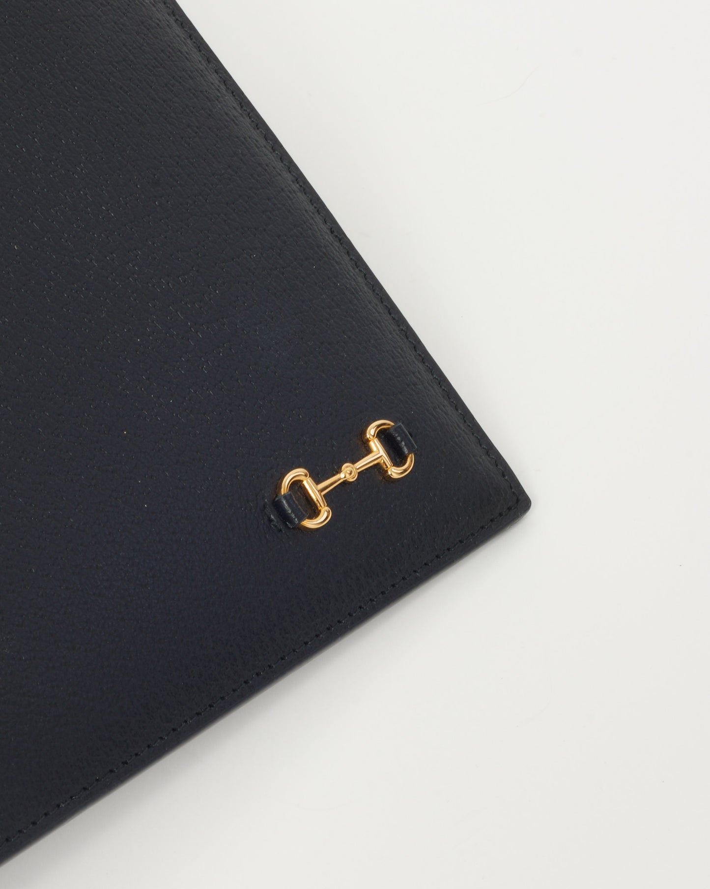 Gucci Black Pebbled Leather Gold 1955 Horsebit Zip Pouch Wristlet Clutch