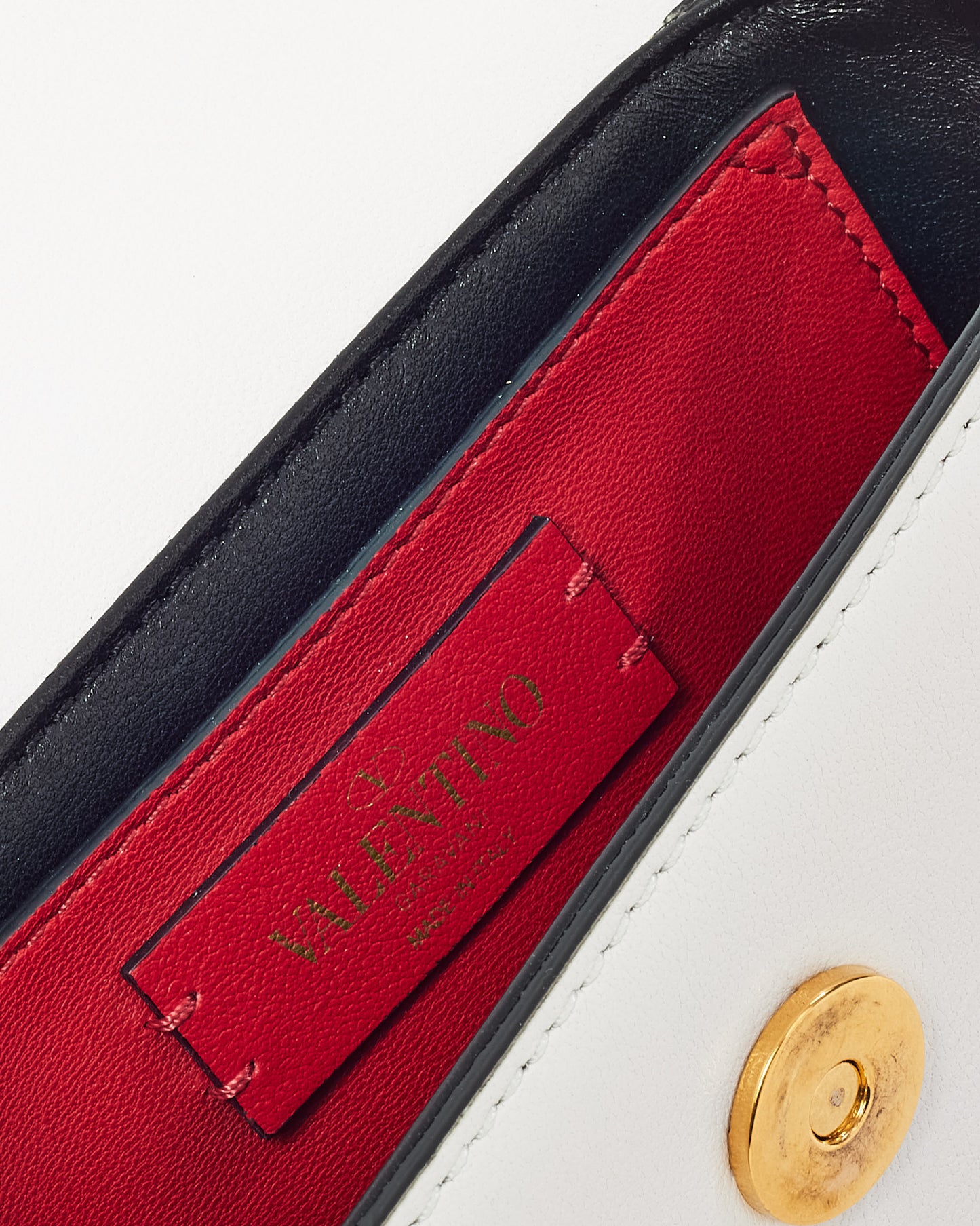 Valentino White Calfskin Leather Small SuperVee Logo Crossbody Bag