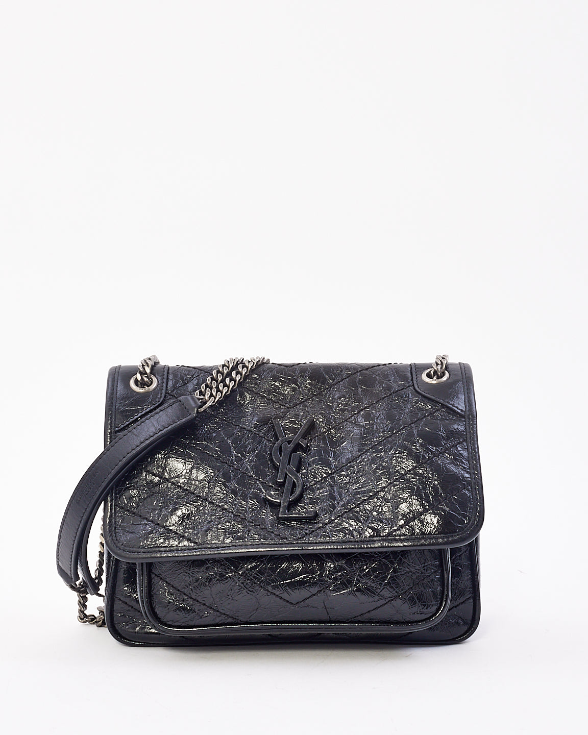 Explore a Saint Laurent Black Crinkled Vintage Leather Baby NikKi