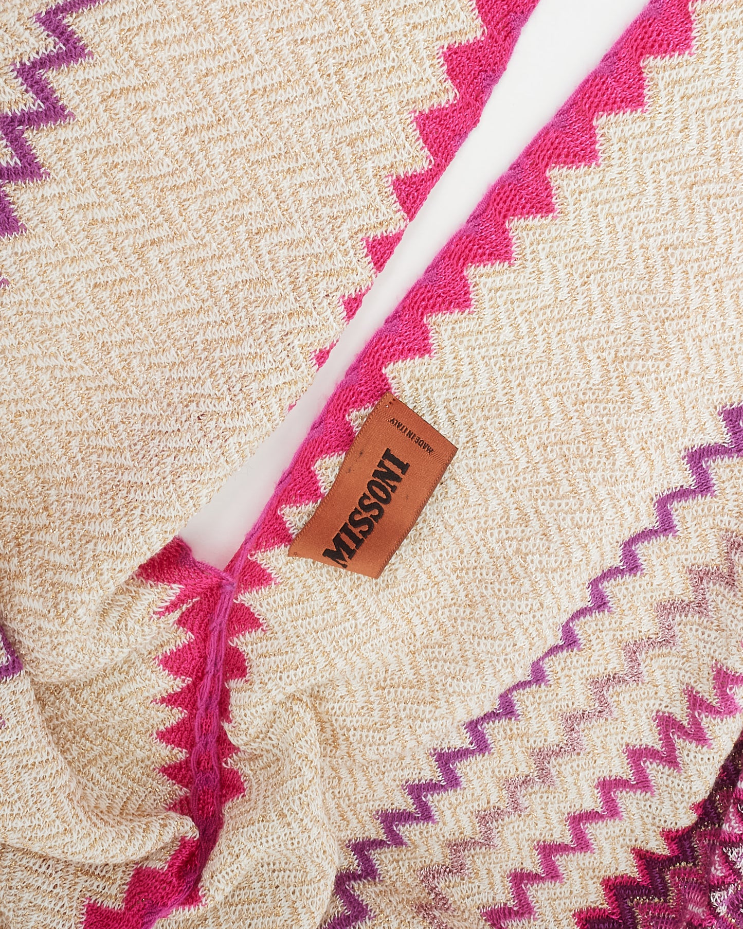 Missoni Pink Purple White & Gold Sparkle Knit Shawl Cape