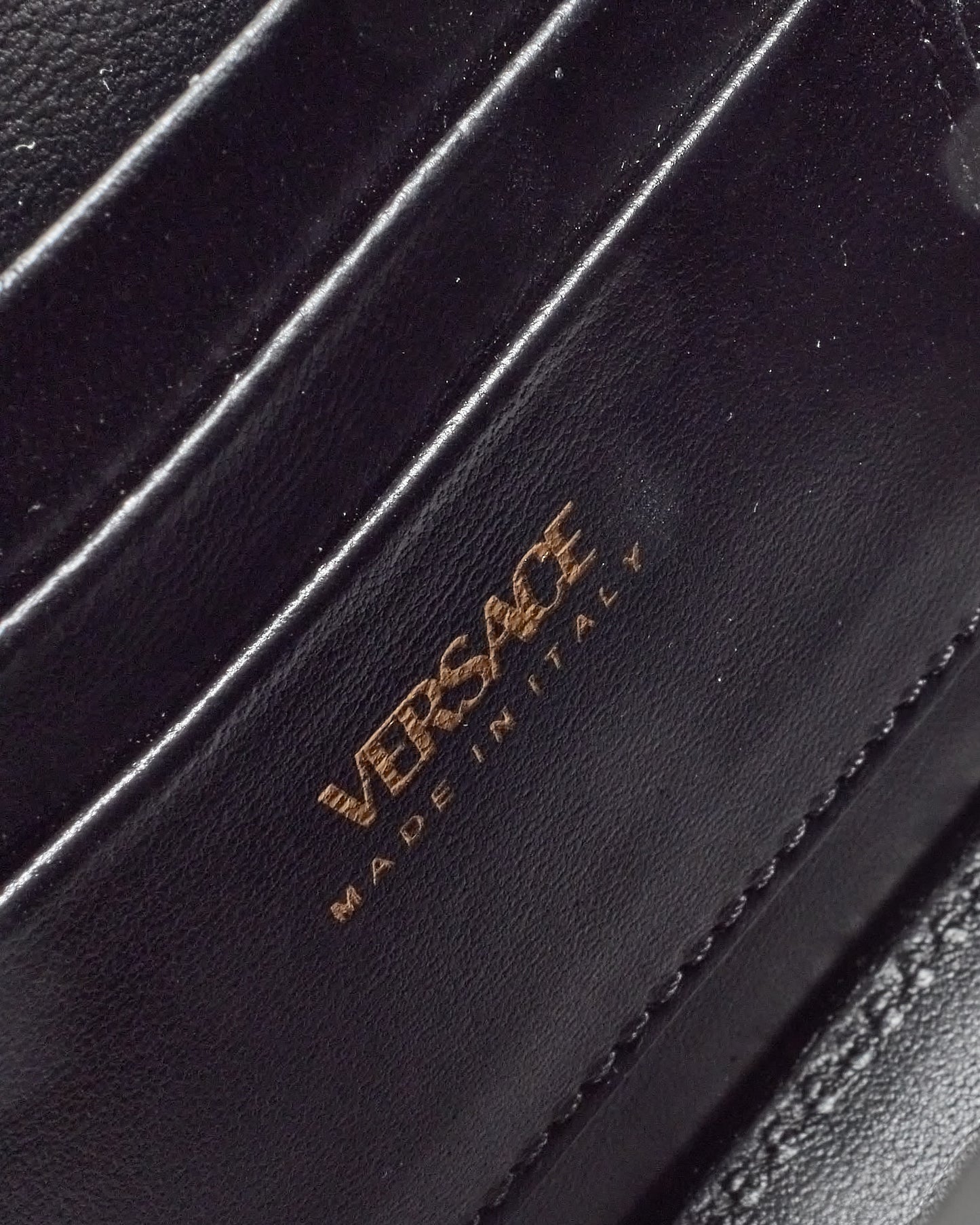 Versace Black Grained Leather Medusa Head Mini Top Handle Bag