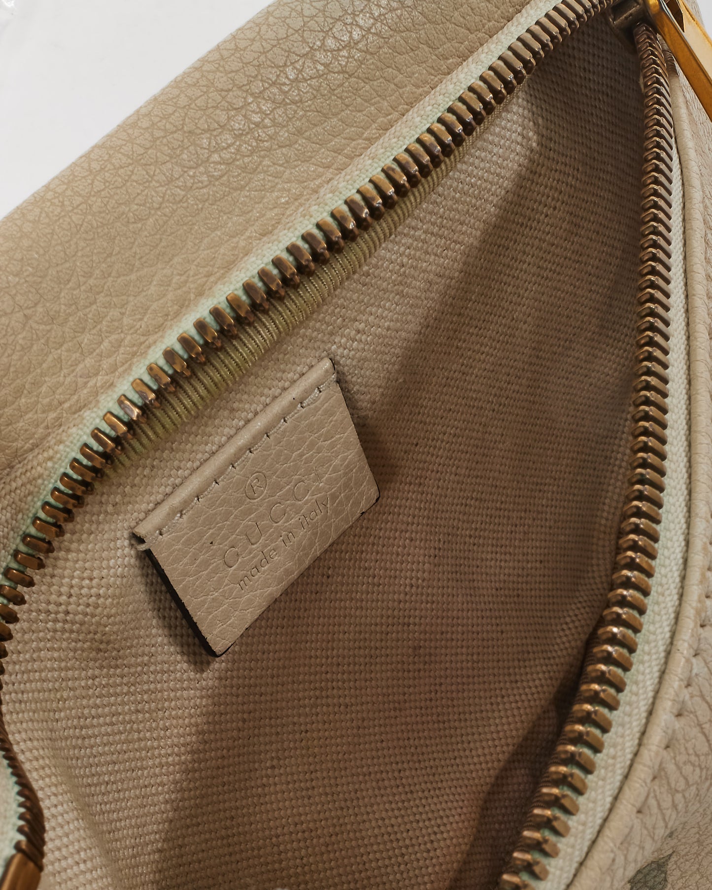 Gucci White Leather Web Logo Small Belt Bag