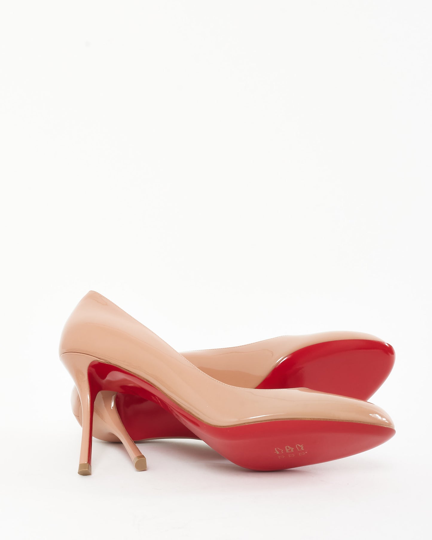 Christian Louboutin Beige Patent Leather Round Toe Dolly 85mm Pumps - 40