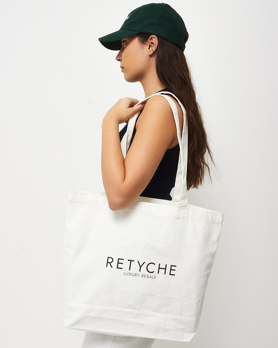 Retyche White Logo Tote & Retyche Green Baseball Cap Bundle