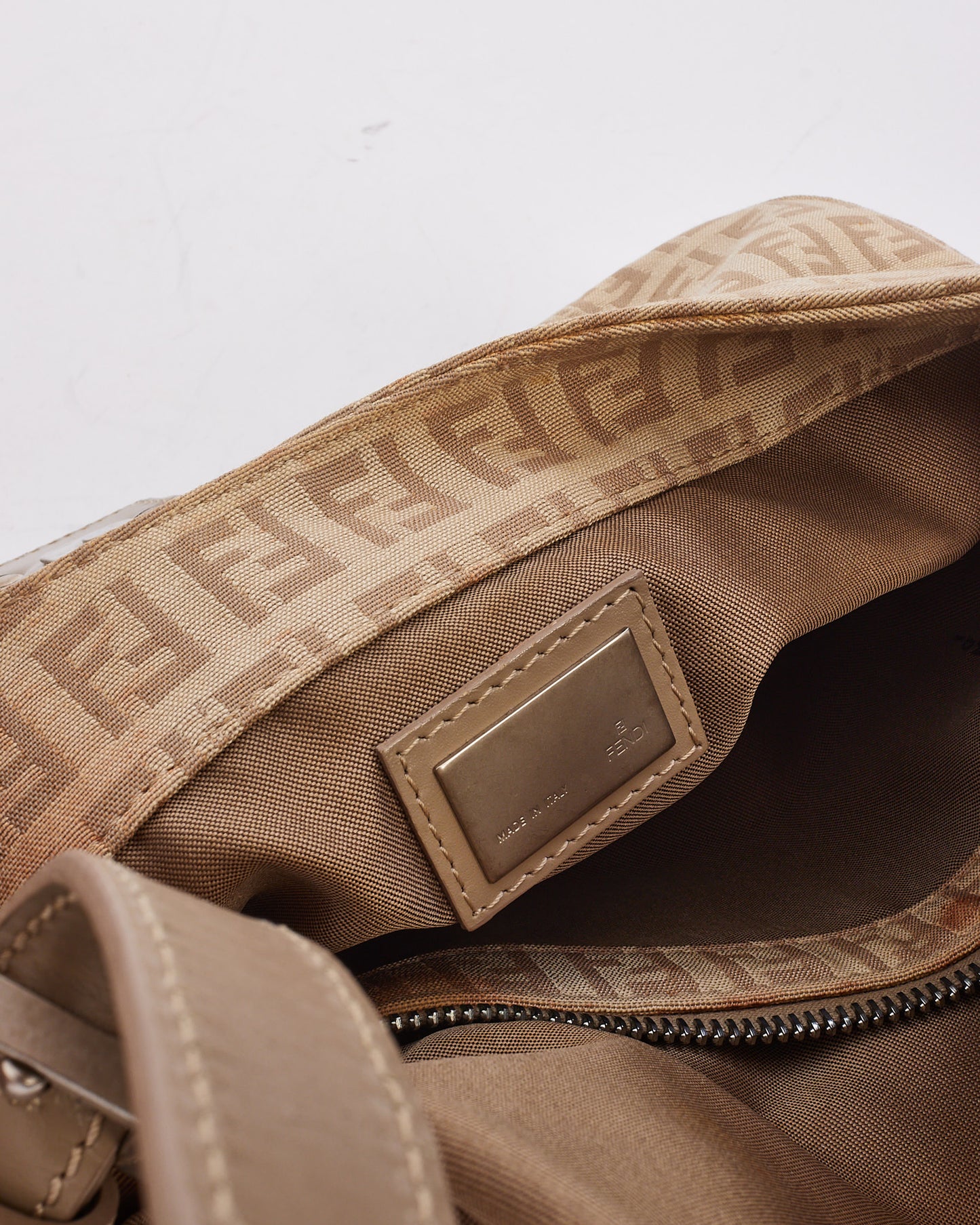 Fendi Beige Canvas Zucchino Print Hobo Shoulder Bag