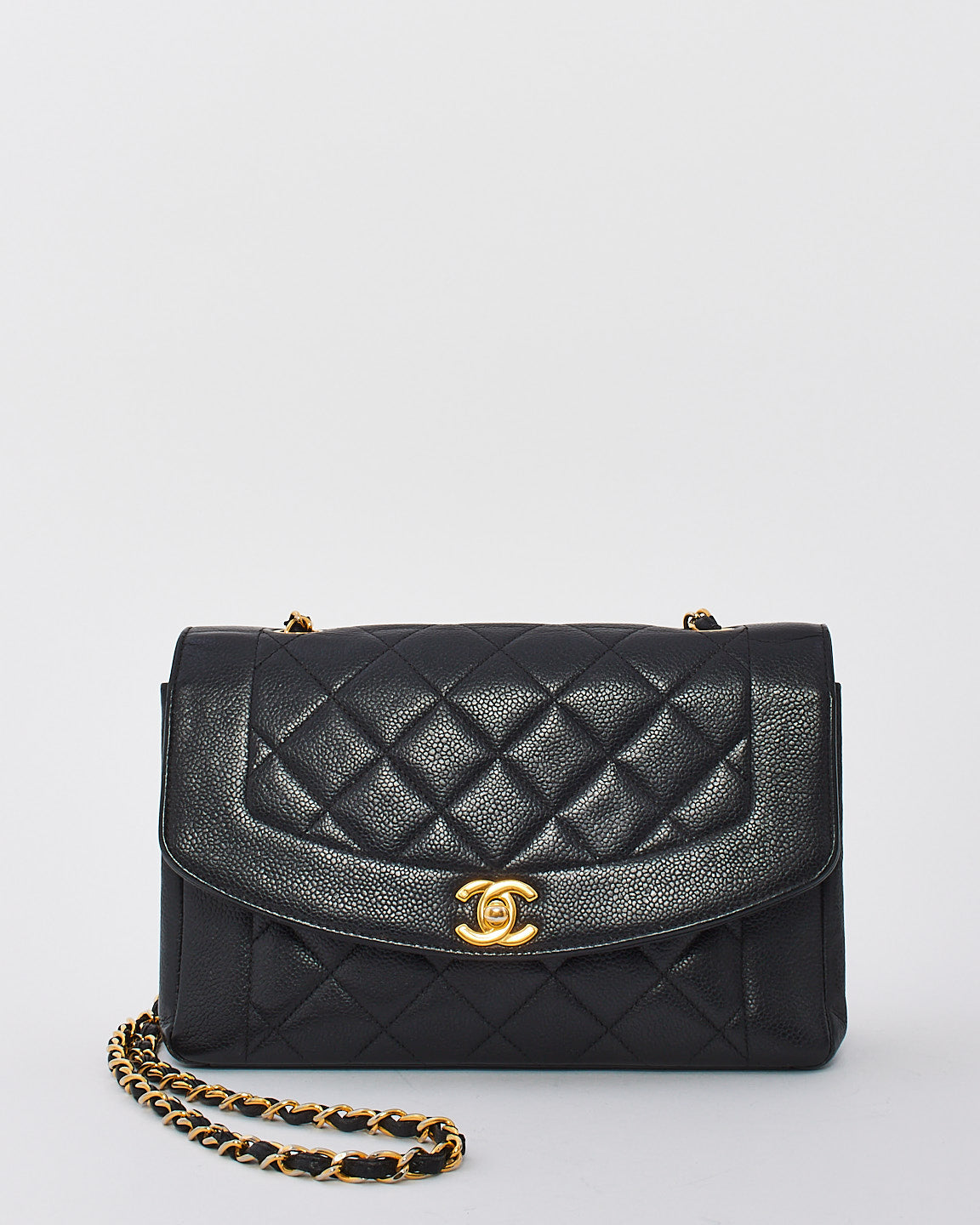 Explore a Chanel Vintage Black Caviar Leather Medium Diana Flap