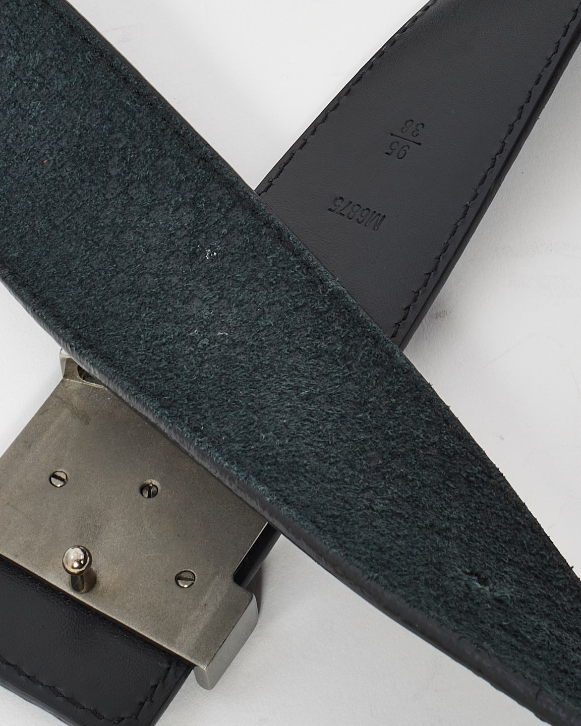 Louis Vuitton Black Suede Damier Initiales 40mm LV Logo Belt - 95/38