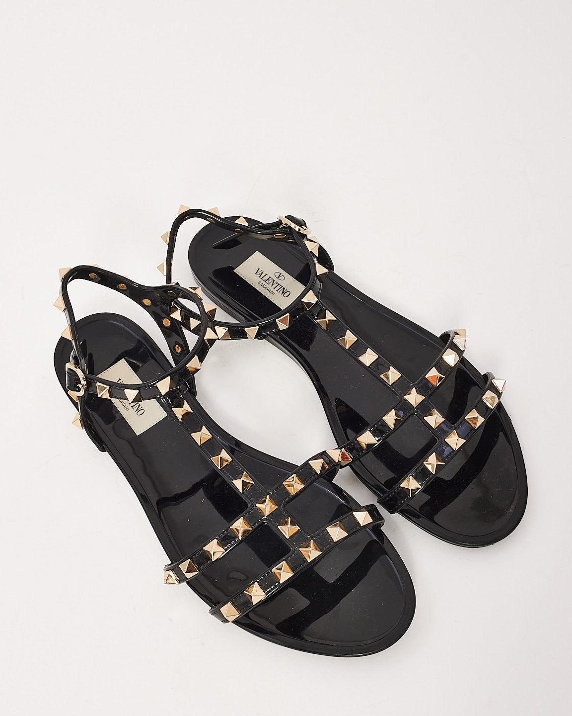 Sandale gladiateur à bride Rockstud en caoutchouc noir Valentino - 39