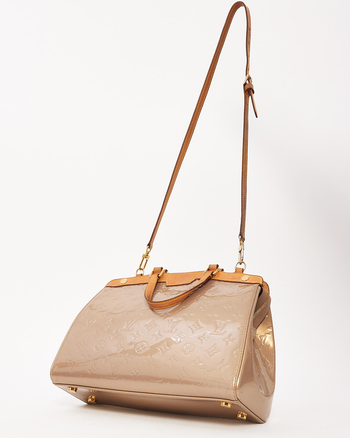 Louis Vuitton Dark Beige Metallic Monogram Vernis Brea MM Bag