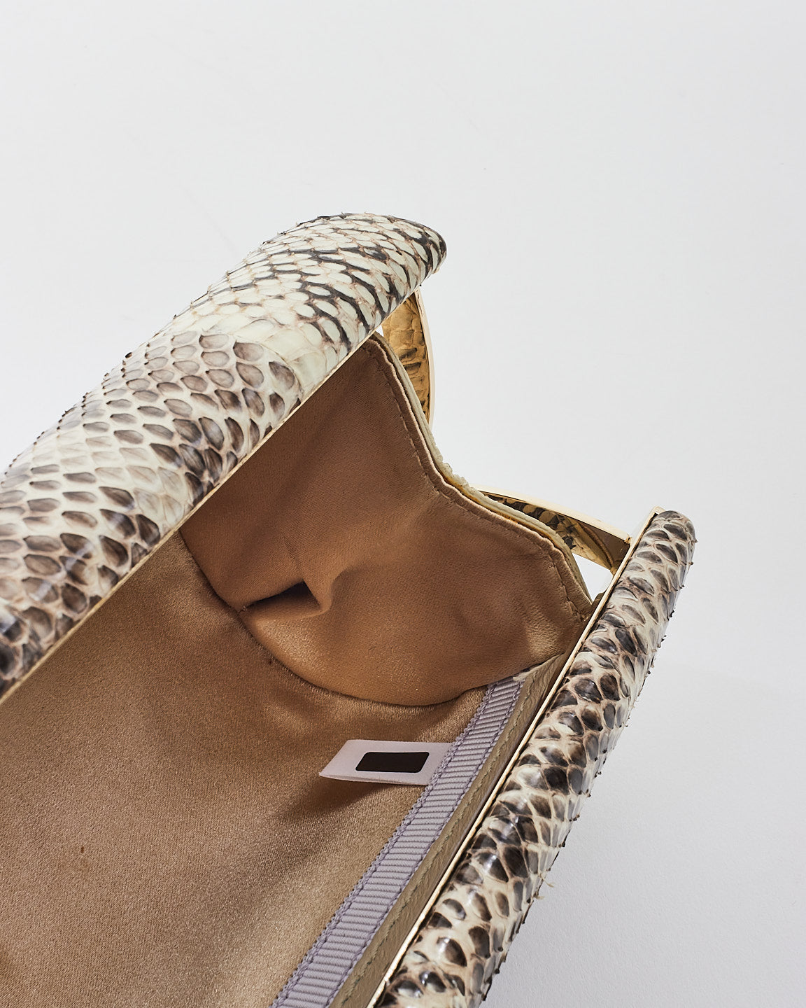 Jimmy Choo Pochette boîte en peau de serpent à paillettes marron