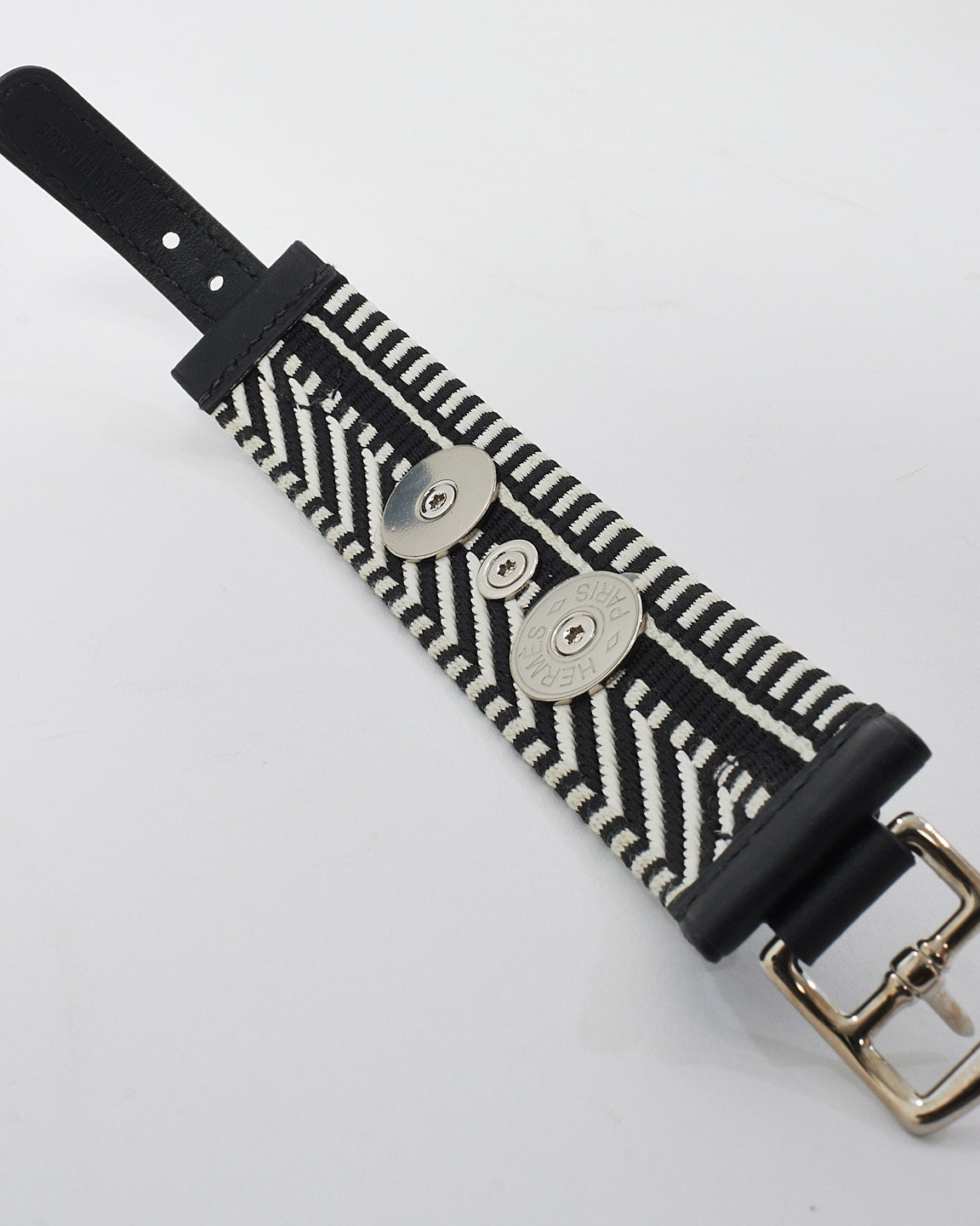 Hermès Black & White Canvas Rivale Cavale CDC Bracelet