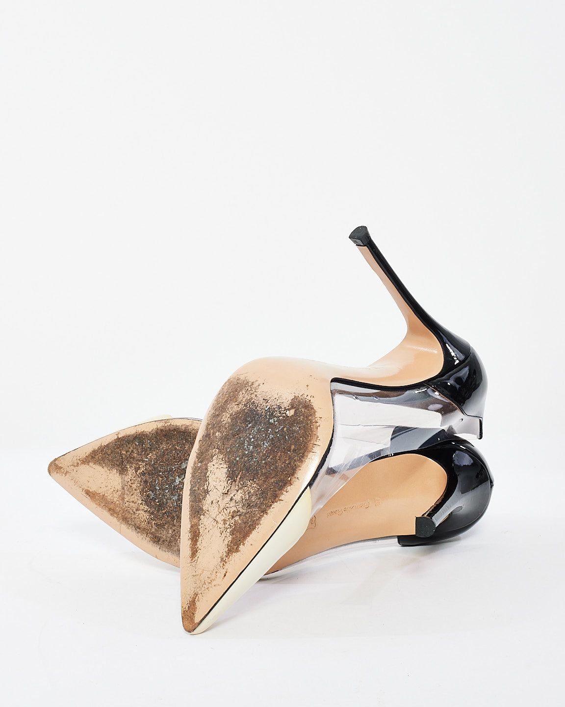 Gianvito Rossi Black/PVC/White Pointed Toe Pumps - 37