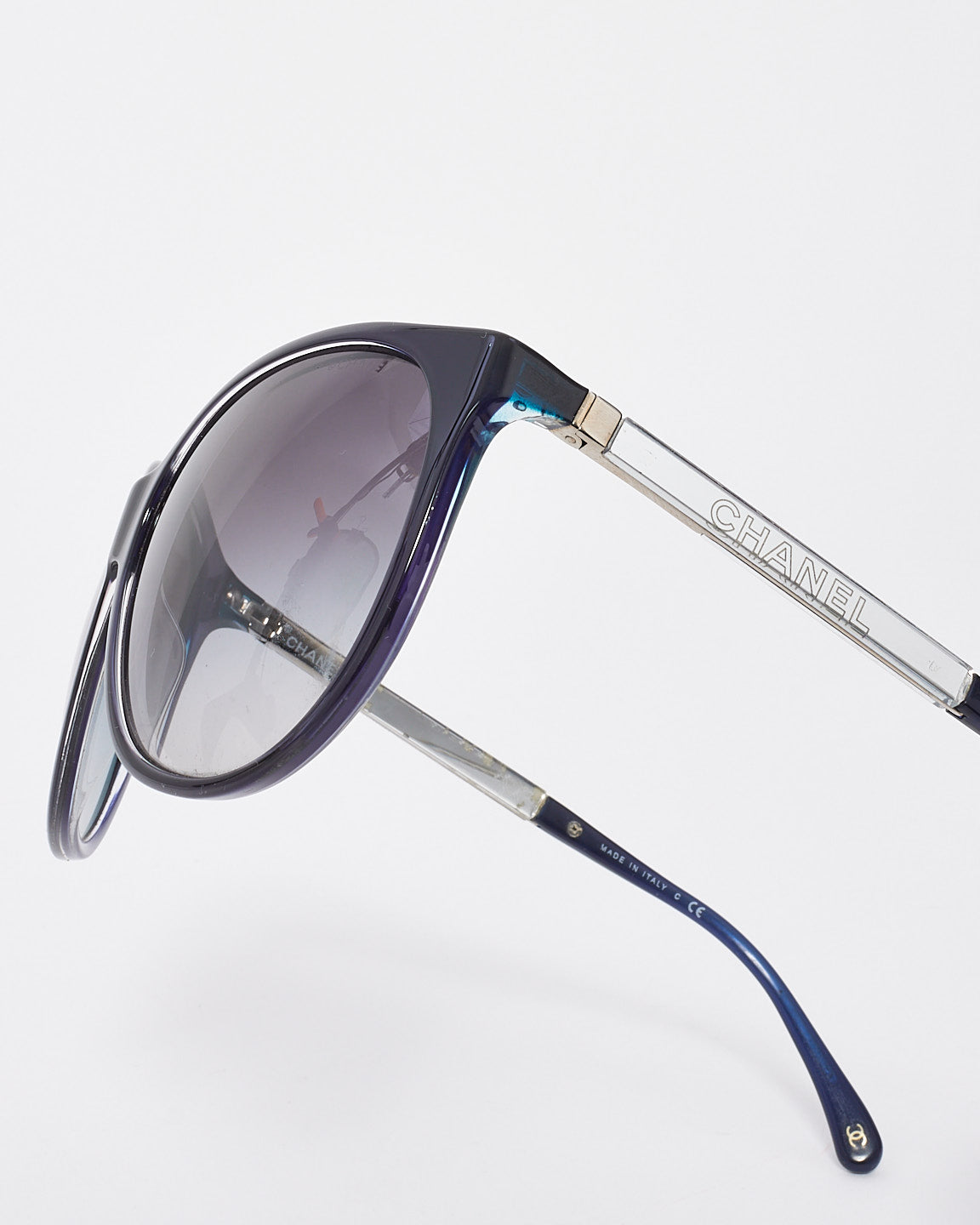 Lunettes de soleil miroir de la collection œil de chat en acétate bleu Chanel - 5169