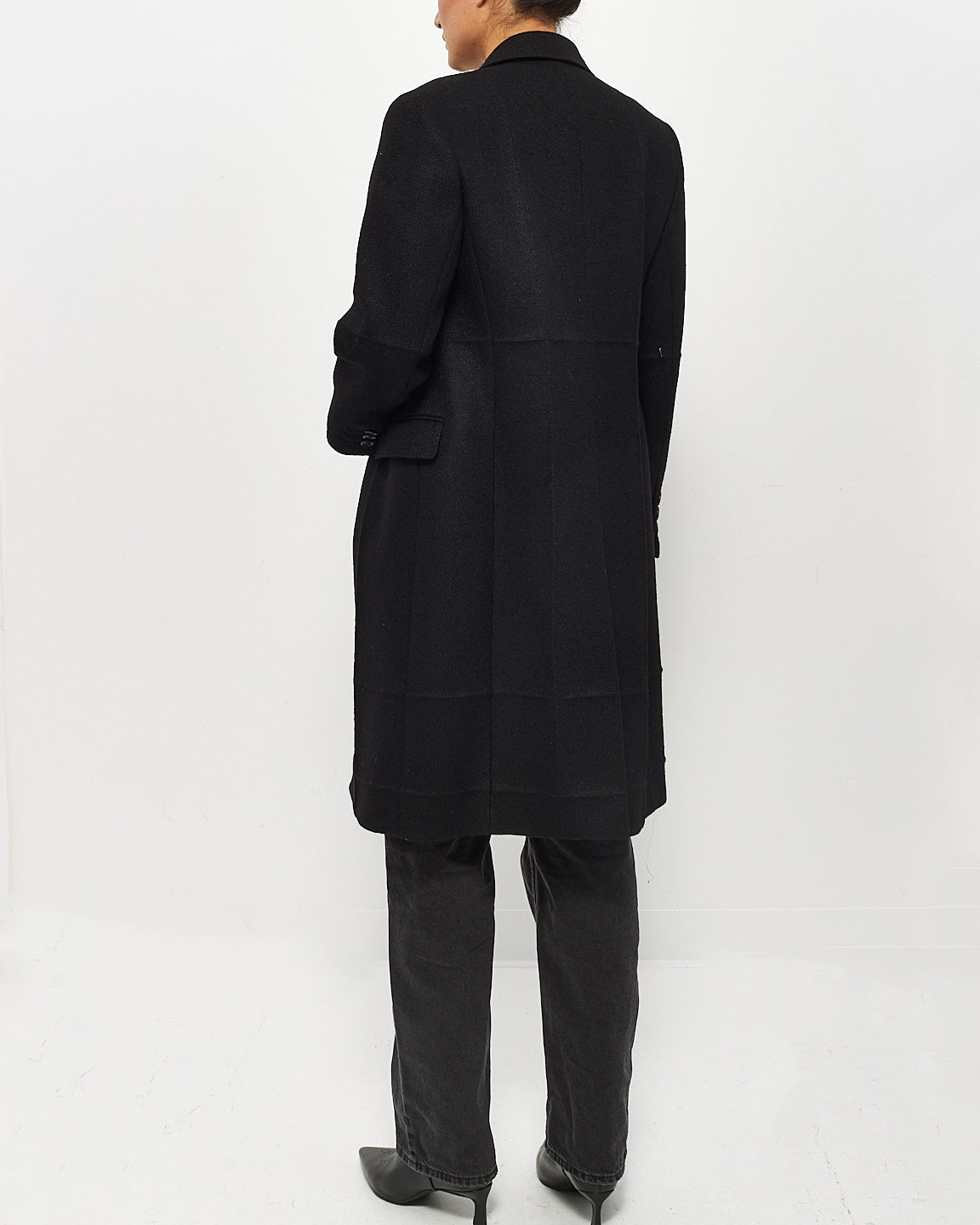 Prada Black Fleece Wool Long Coat - 42 (US 6)