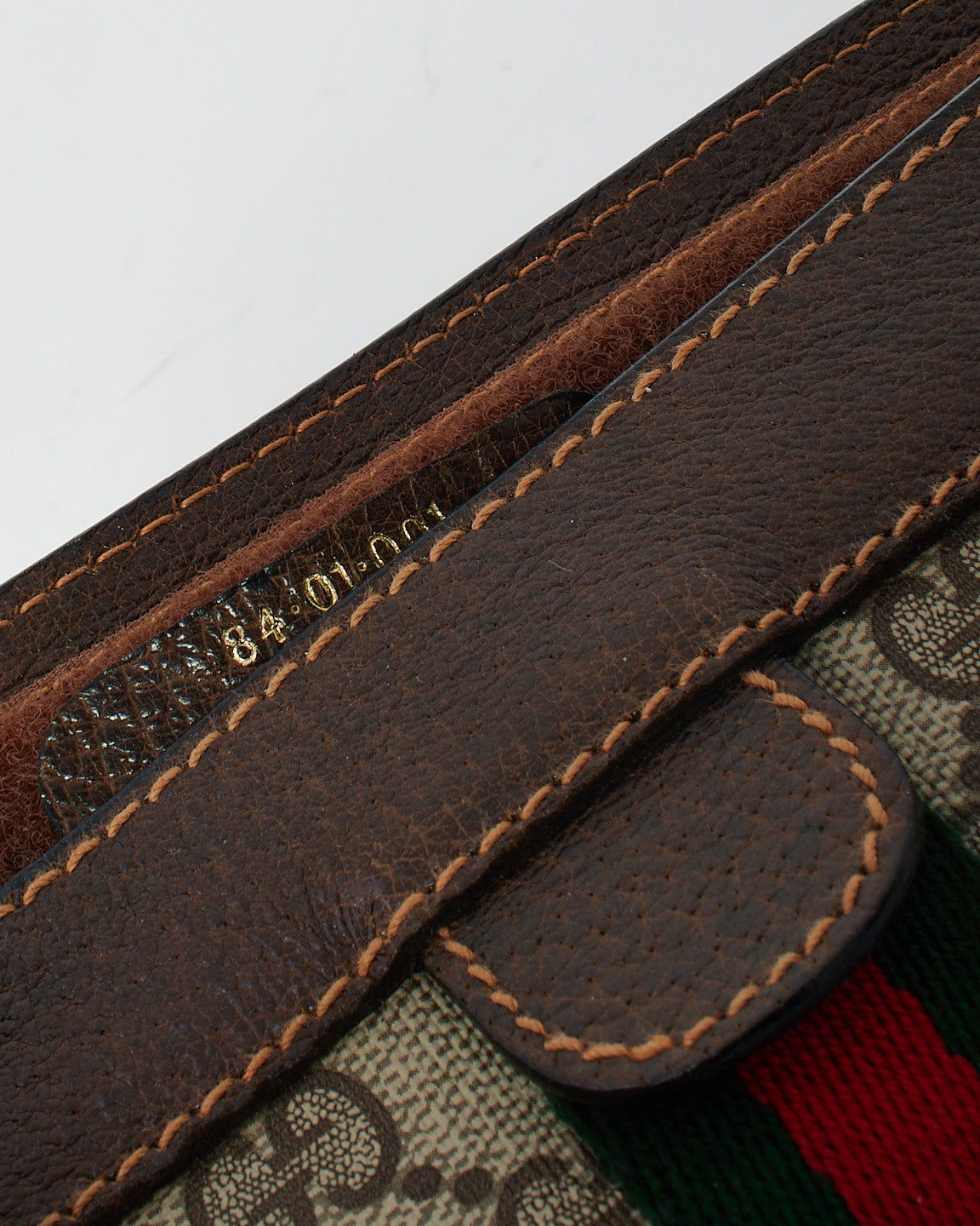 Pochette de sac cosmétique en toile Web marron vintage Gucci