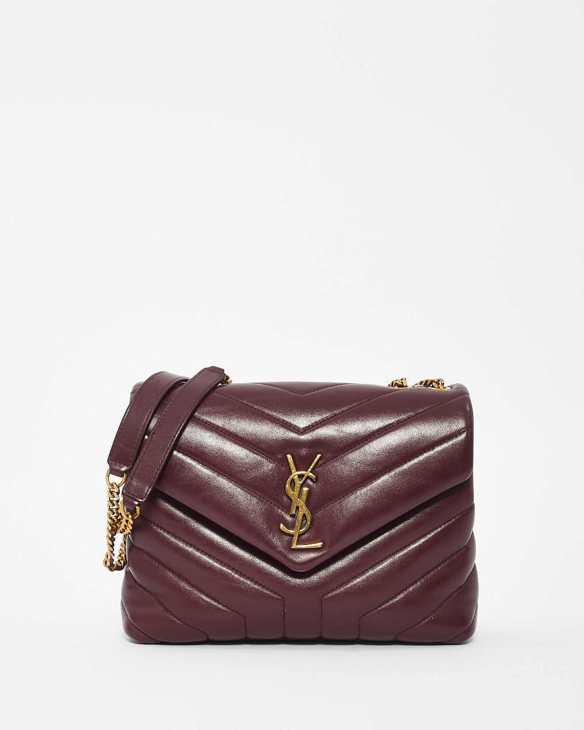 Explore a Saint Laurent Burgundy Matlassé Leather Small Loulou