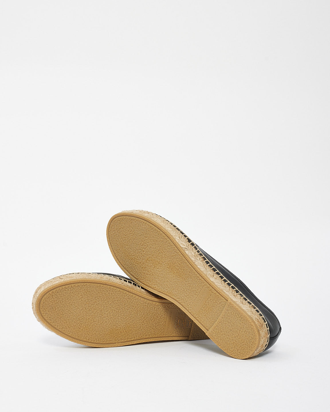 Espadrilles à logo monogramme en cuir d'agneau noir Saint Laurent - 38