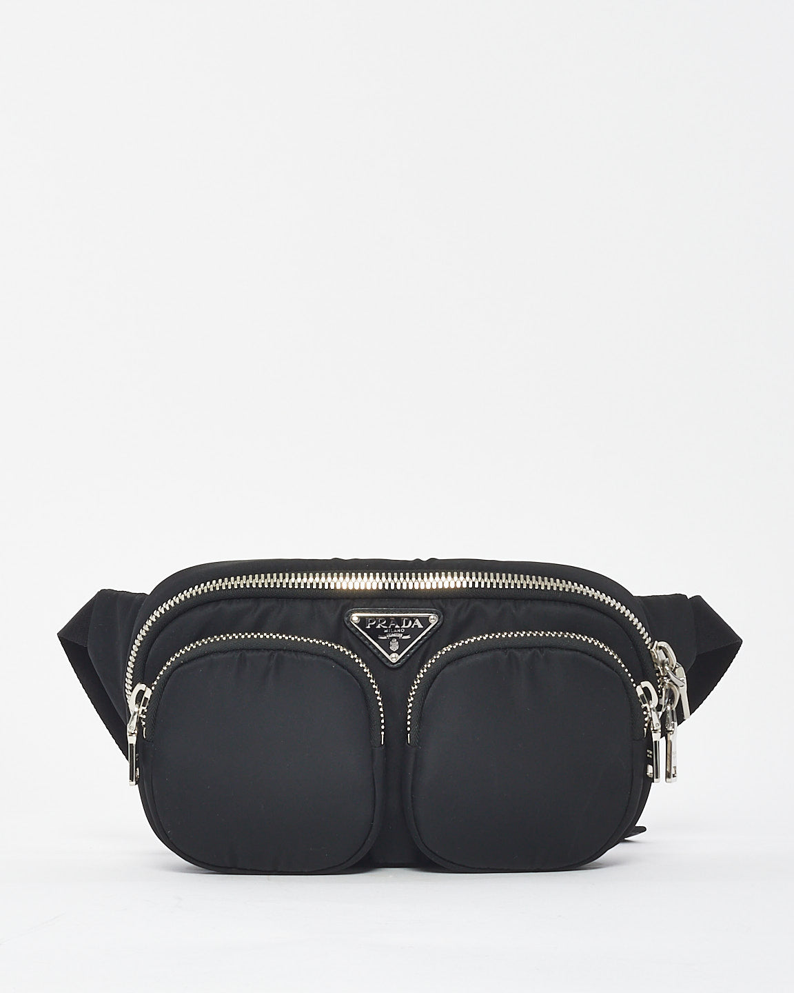 Buy Prada Black Nylon Padded Double Pockets Belt Bag