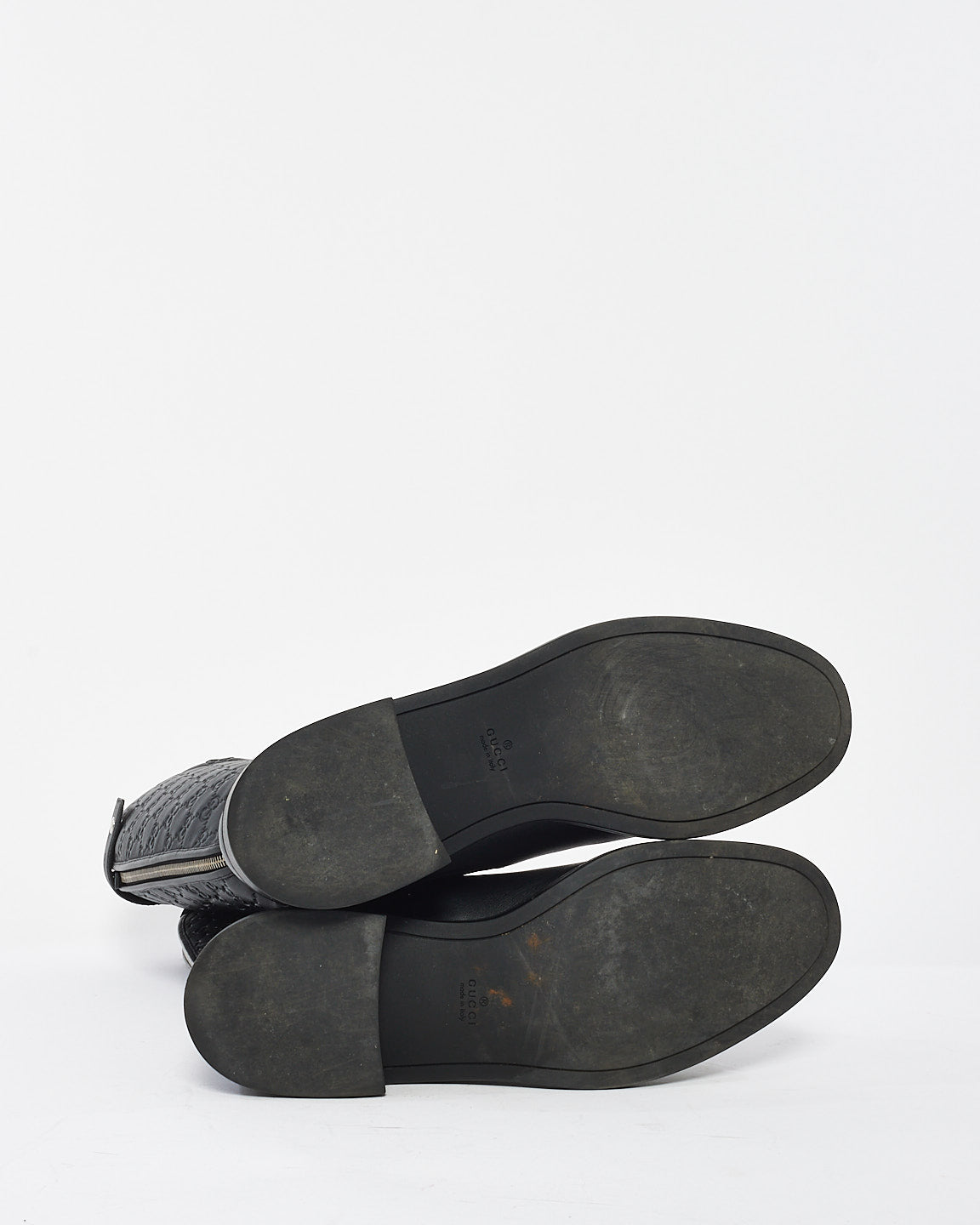 Botte d'équitation haute en cuir avec logo Guccissima monogramme noir Gucci - 40