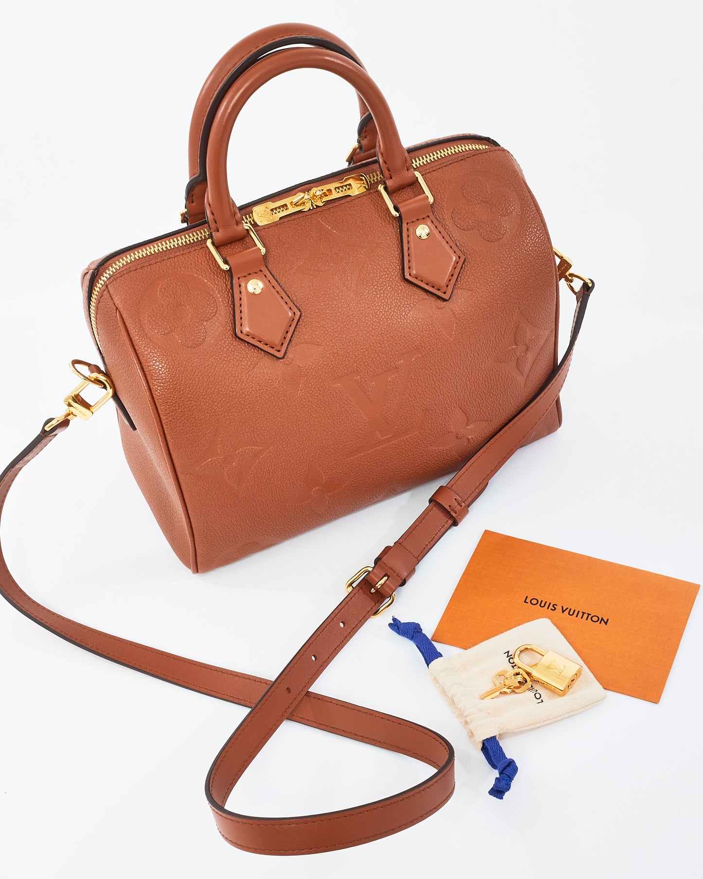 Louis Vuitton Cognac Monogram Empreinte Leather Bandoulière Speedy 25