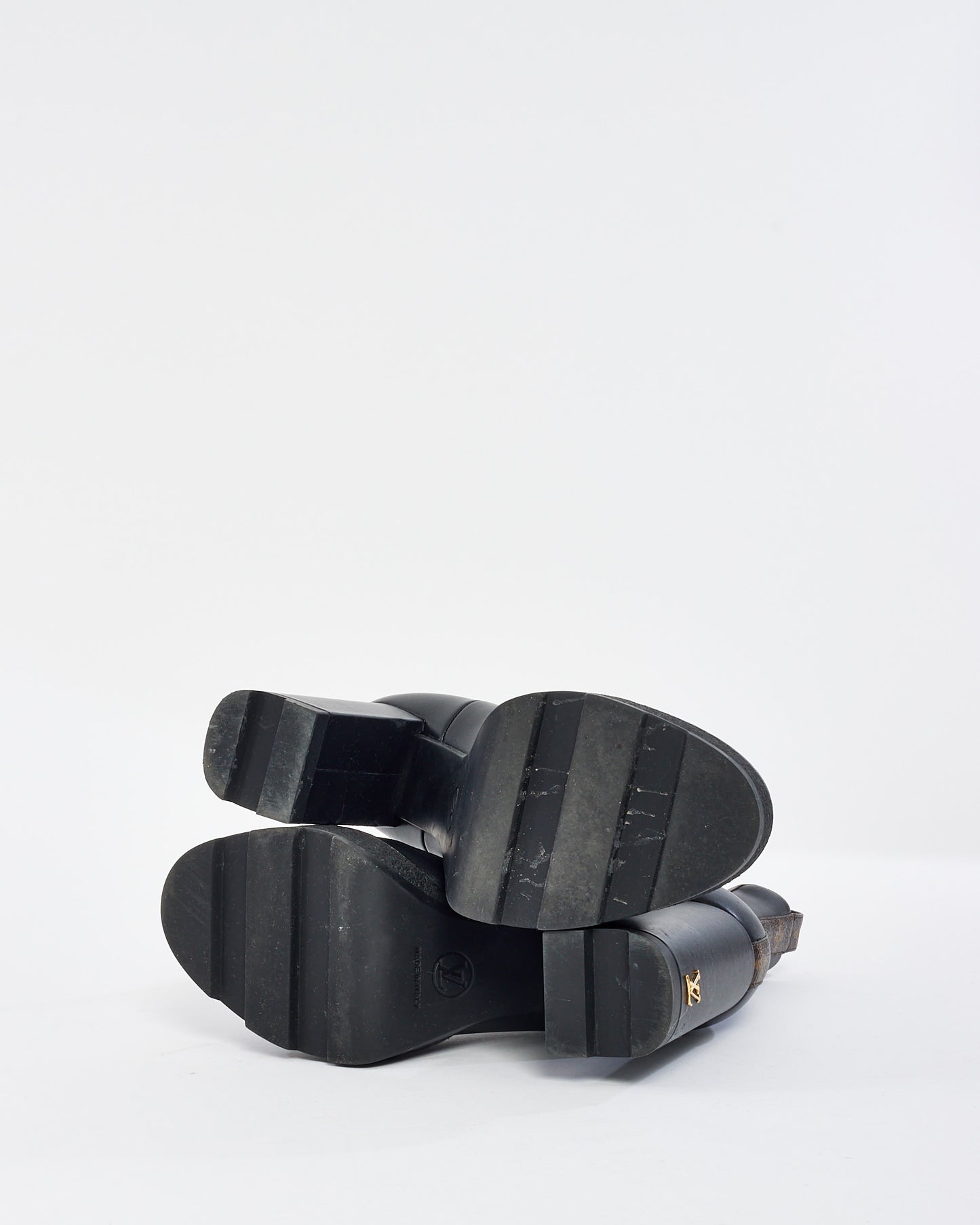 Louis Vuitton Black Leather & Monogram Beaubourg Heeled Ankle Boot - 39