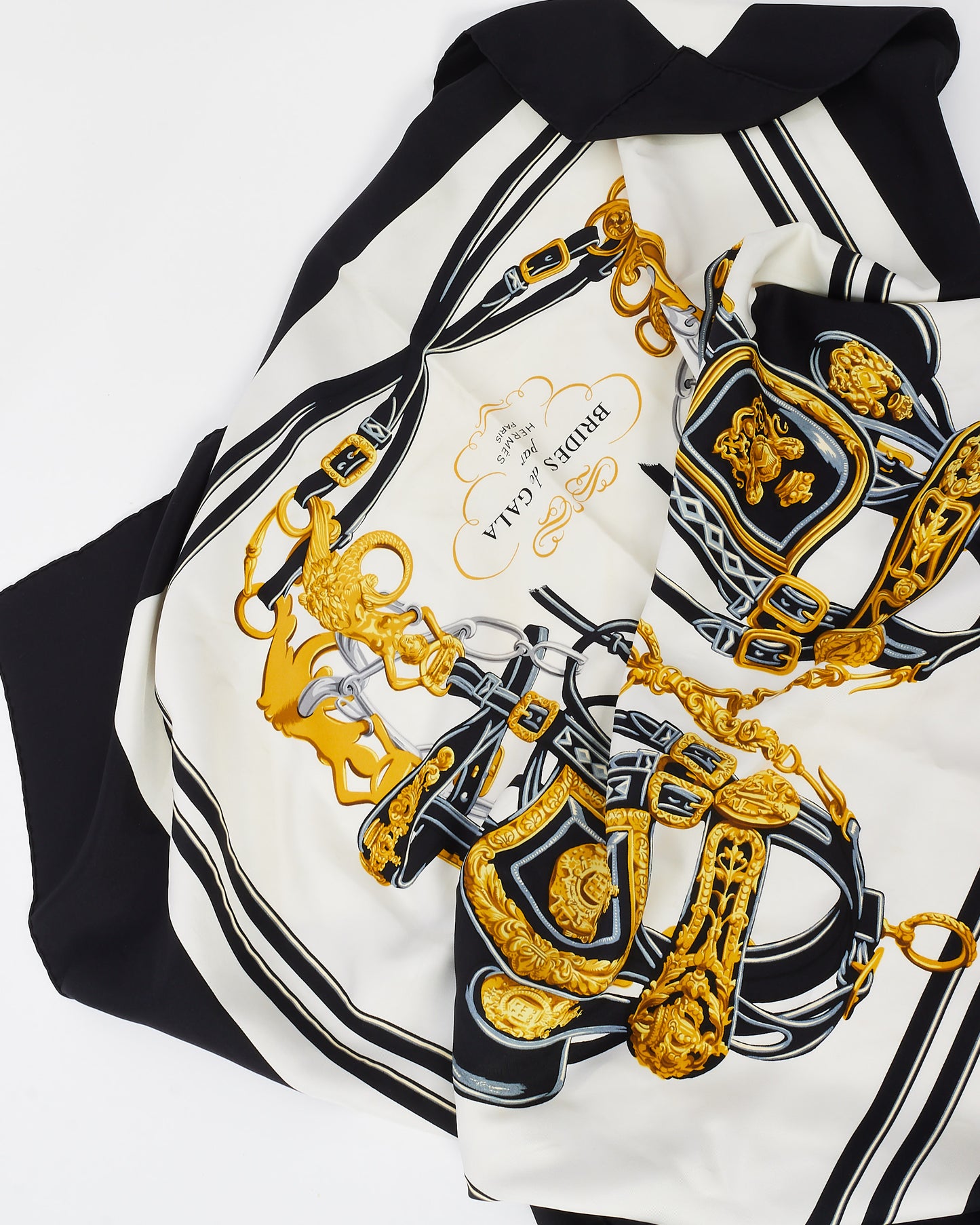 Hermès Black Multi "Bride De Gala" Silk Scarf