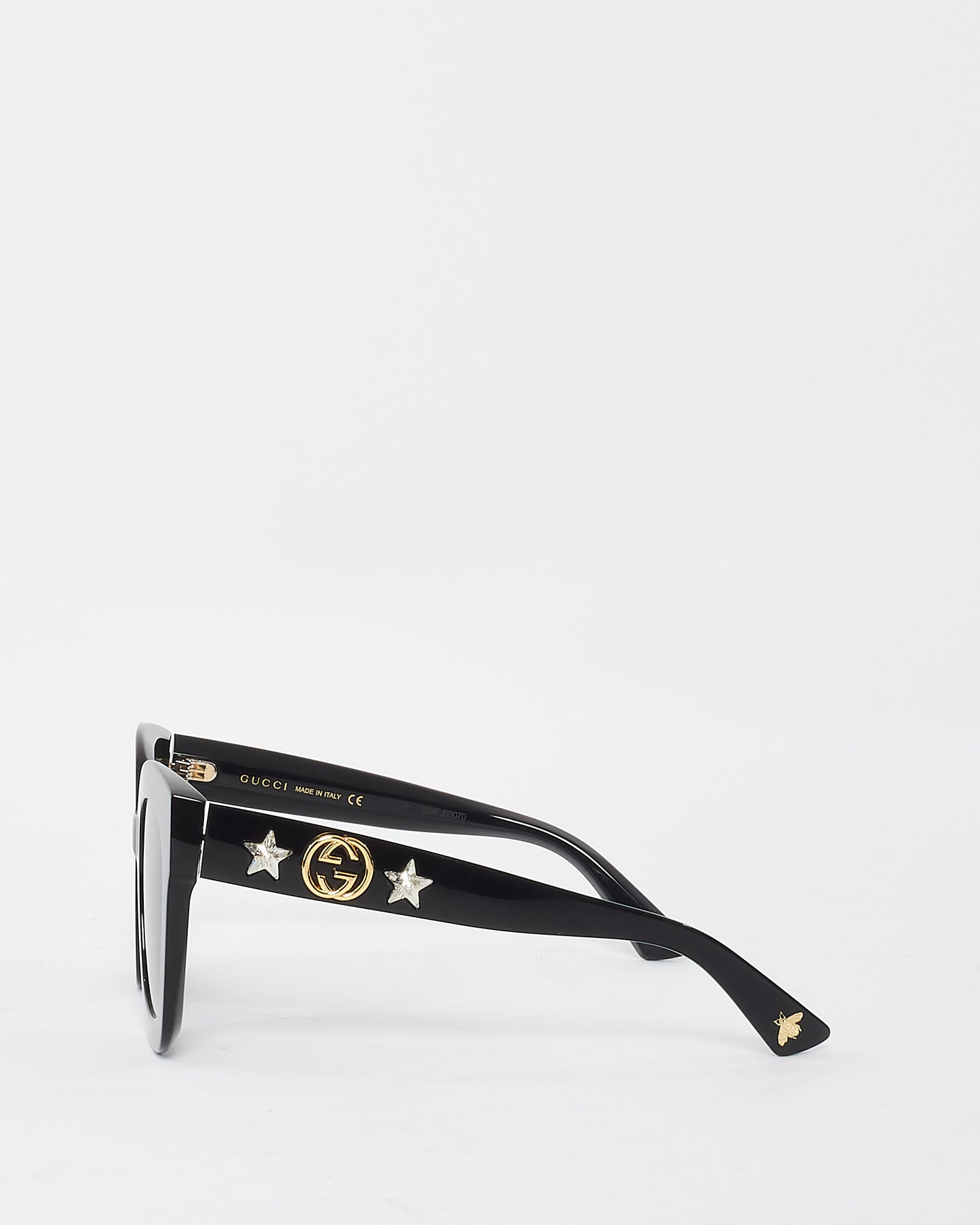 Gucci Black Acetate Oversized Crytal Star Sunglasses GG0208S
