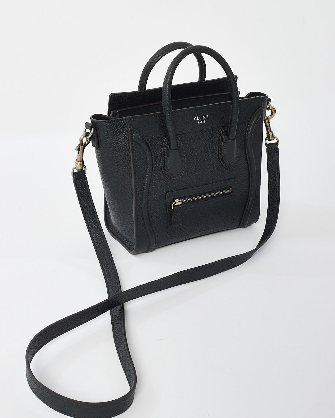 Sac à bagages Nano en cuir grainé noir Celine