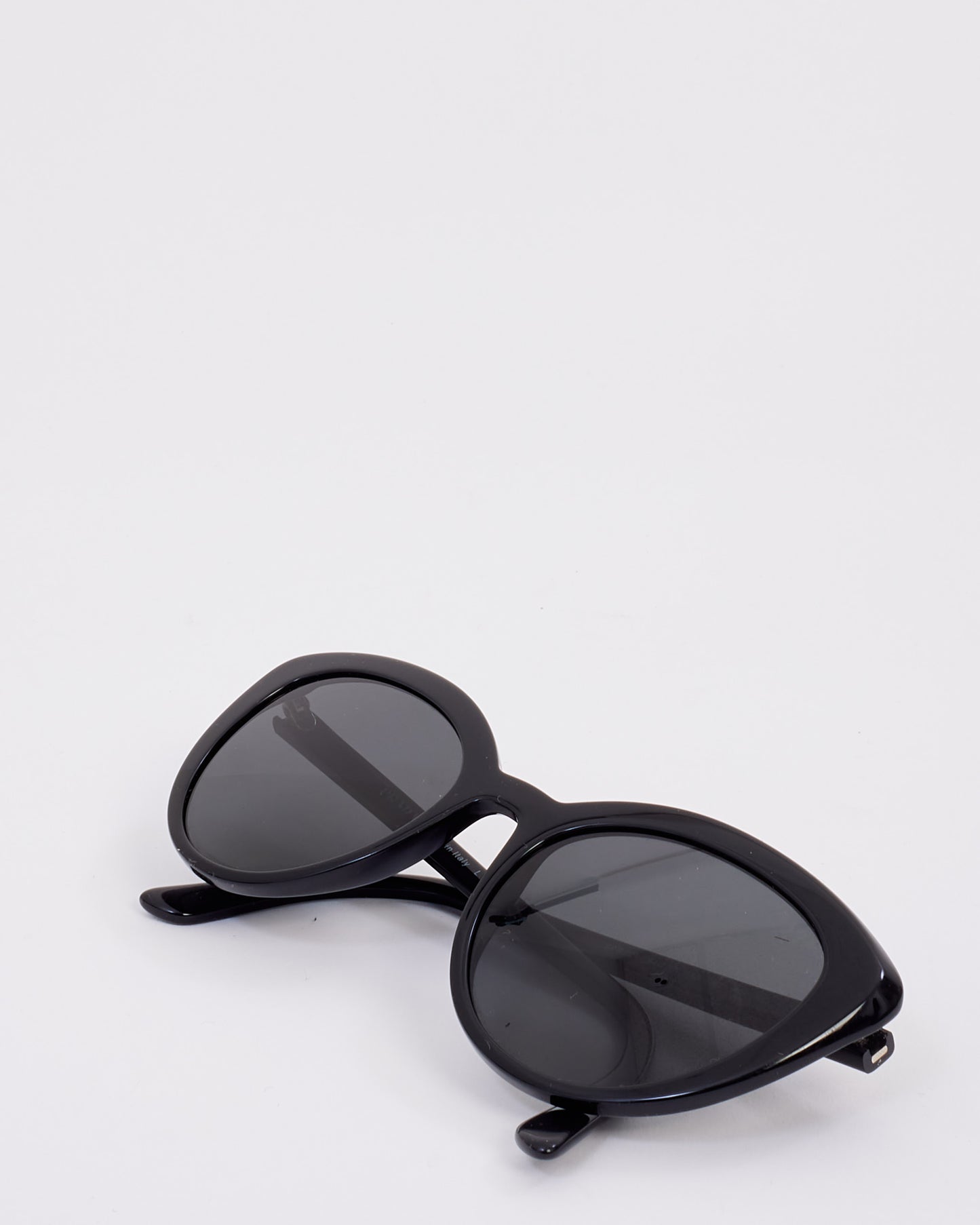 Prada Black Acetate Cat Eye SPR 02V Sunglasses