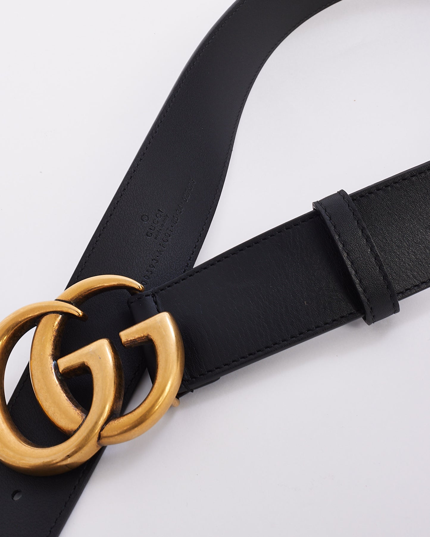 Gucci Black Leather GG Marmont Belt - 85/34