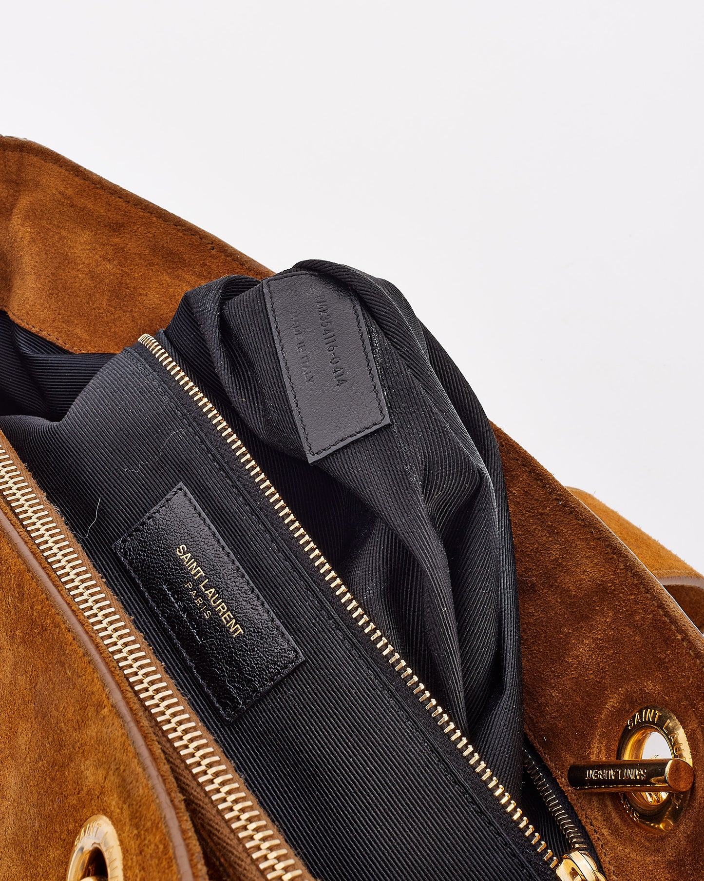 Saint Laurent Brown Suede Monogram Shopping Tote Bag