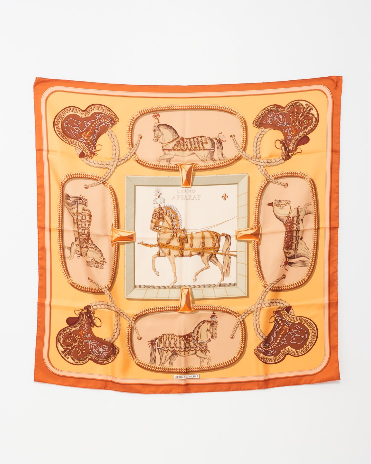 Hermès Orange "Grand Appart" Silk Scarf