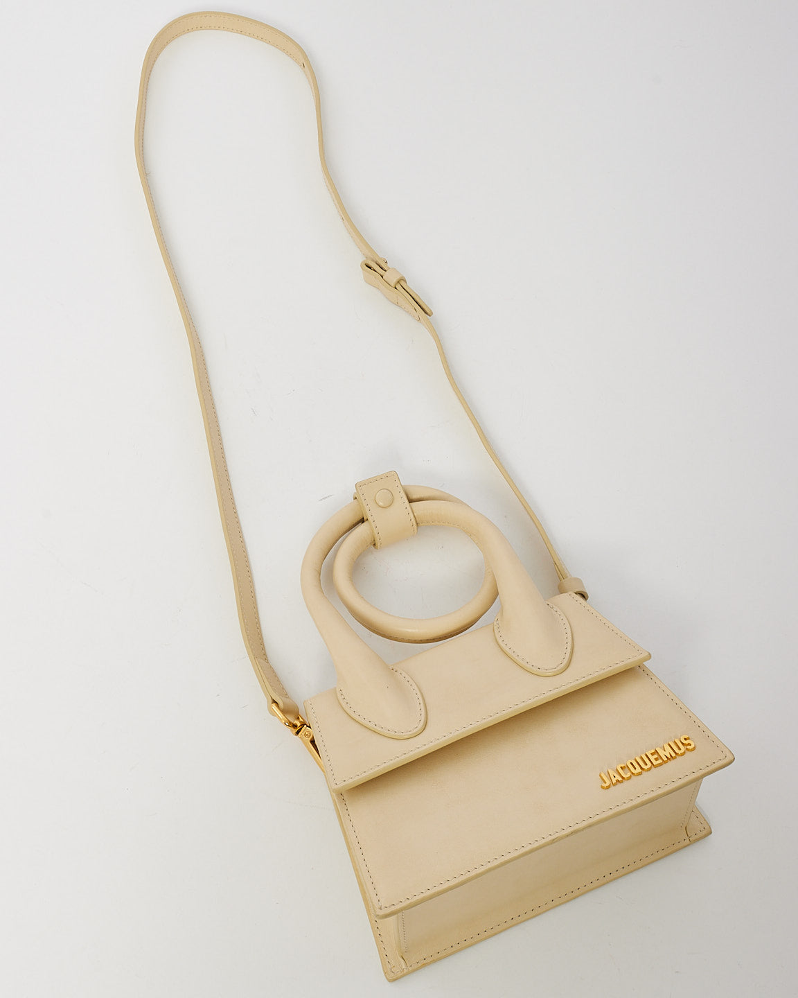 Jacquemus Cream Leather 'Le Chiquito Nœud' Bag