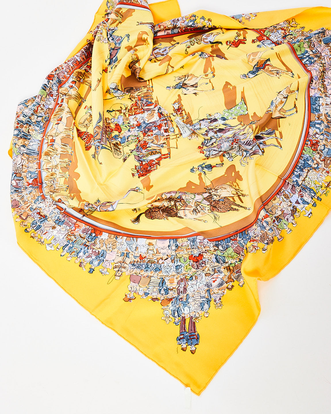 Hermès Yellow Silk Cirque Molier Scarf