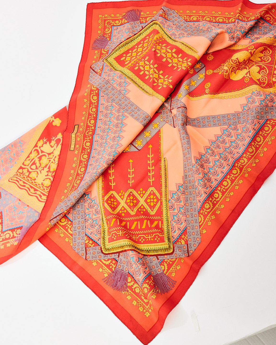 Hermès Orange Silk Brin D'Or Scarf
