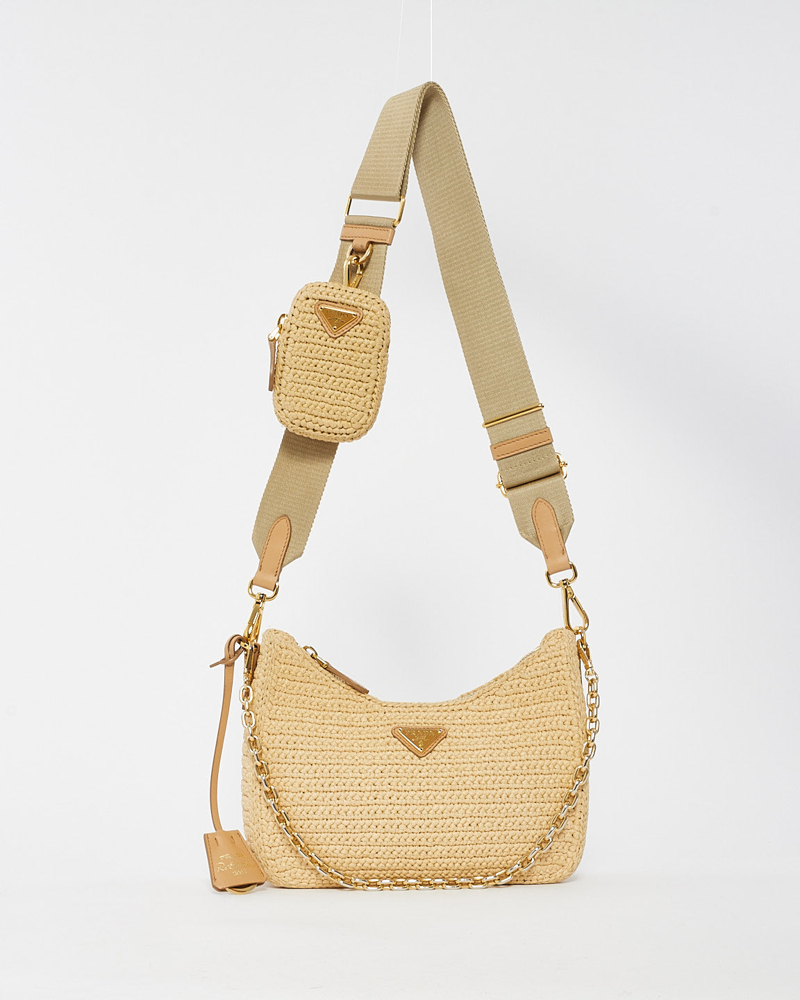 Buy Prada Beige Raffia 2005 Re-Edition Crochet Crossbody Bag