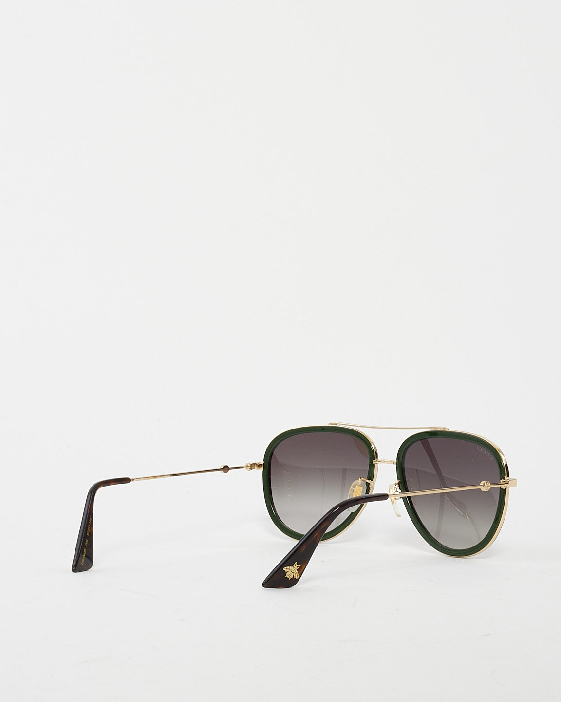 Gucci Gold Red & Green Metal Aviator Sunglasses