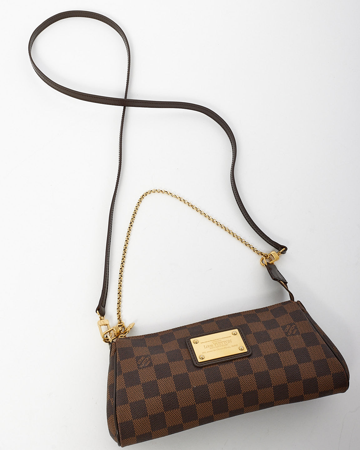 Louis Vuitton Damier Ebene Canvas Eva Clutch Bag