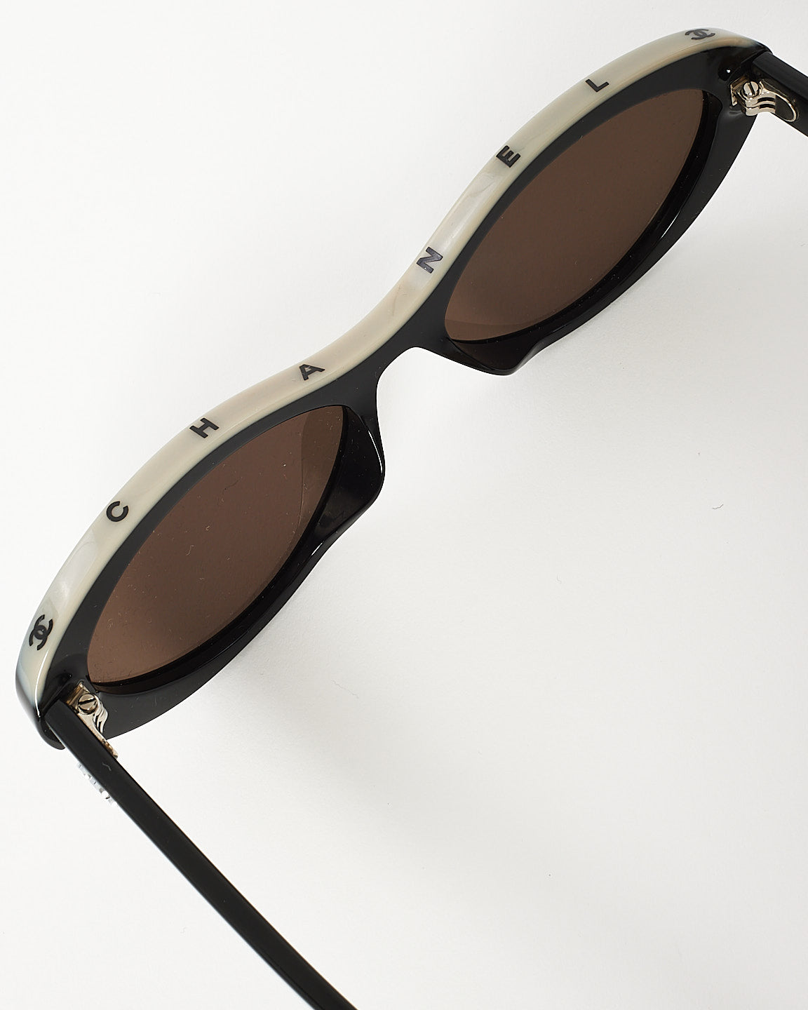 Chanel Black Acetate Cat Eye Logo Sunglasses 5416