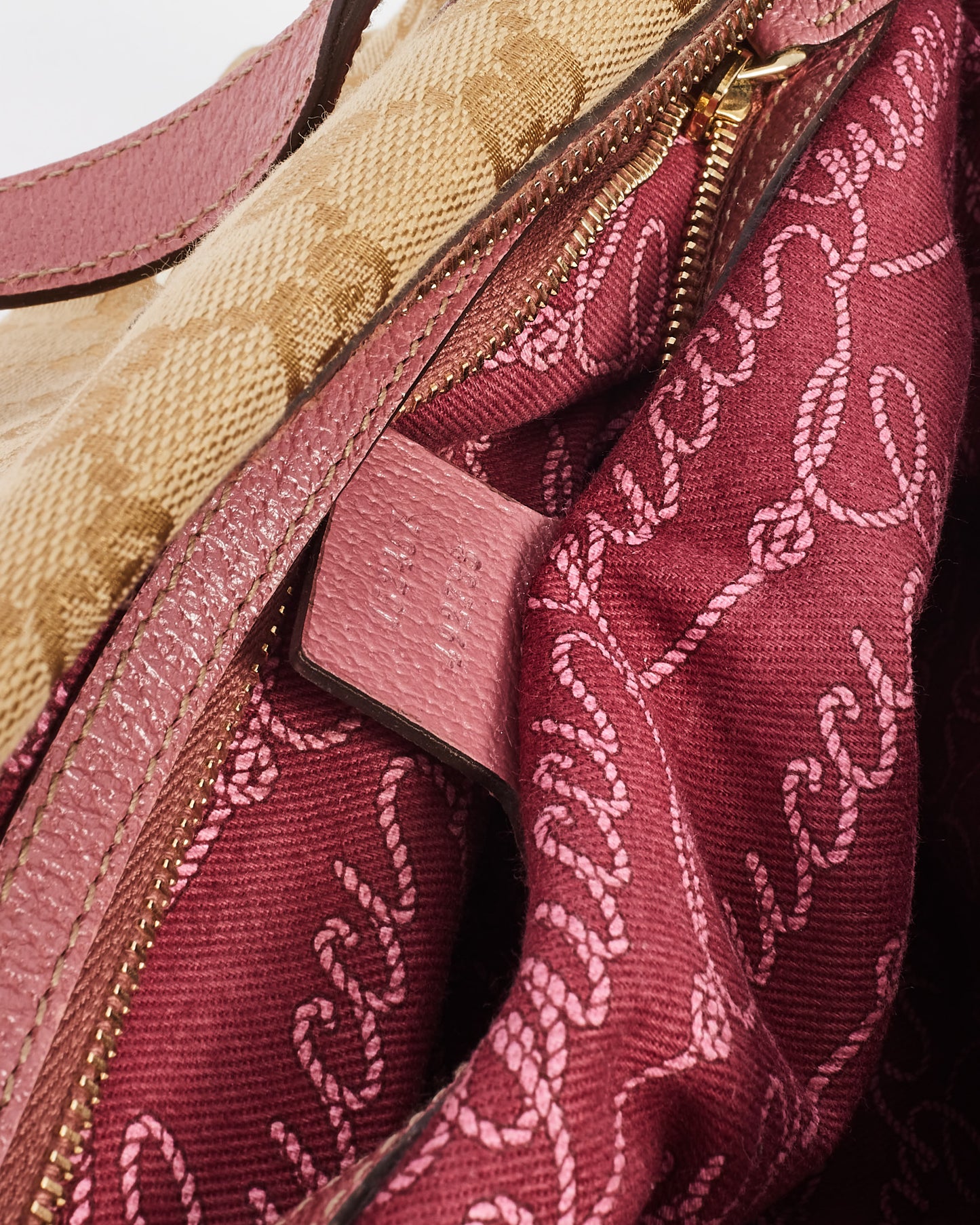 Gucci GG Canvas & Pink Small Charmy Boston Shoulder Bag