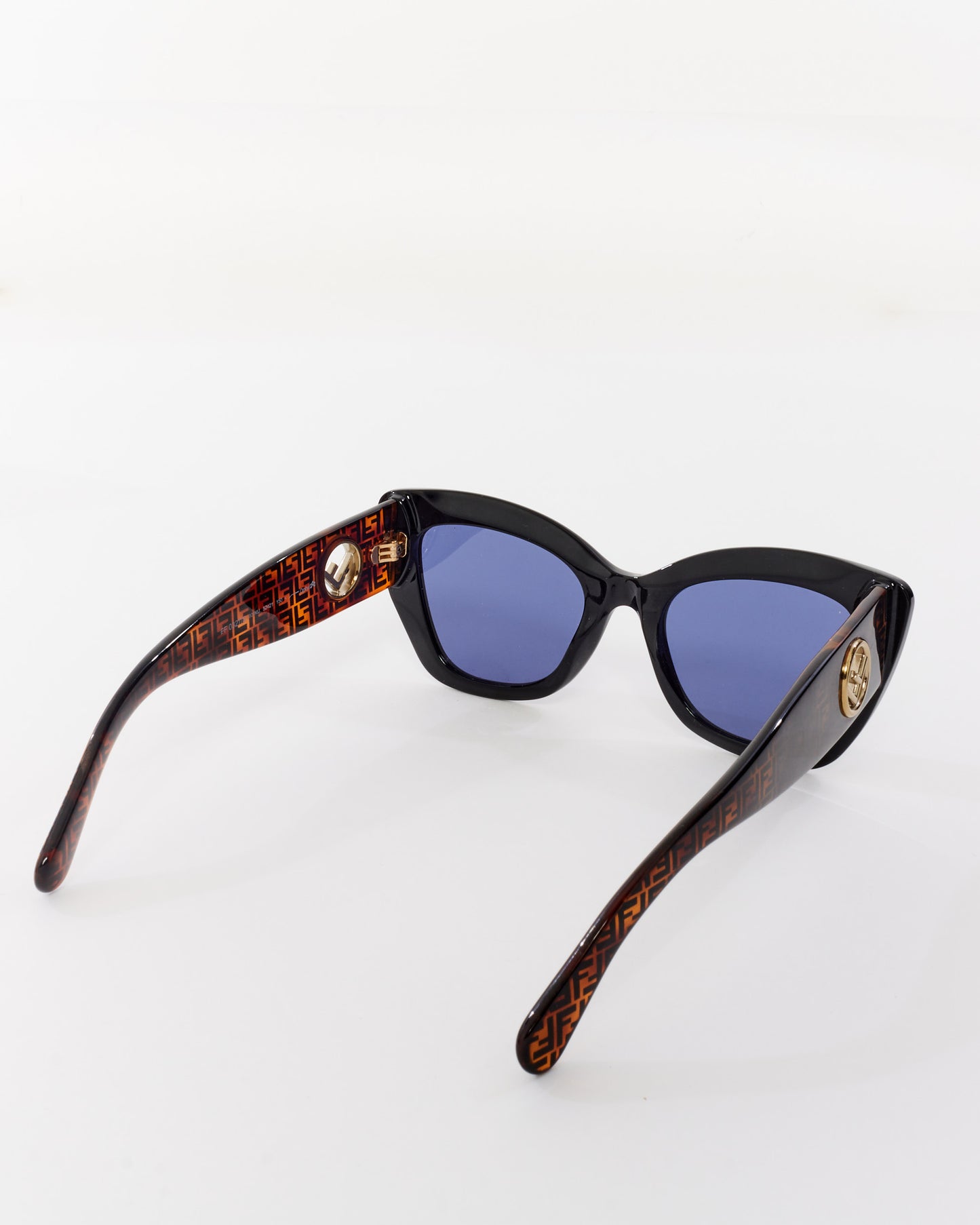 Fendi Black & Monogram Acetate Cat Eye Sunglasses FF 0327/S